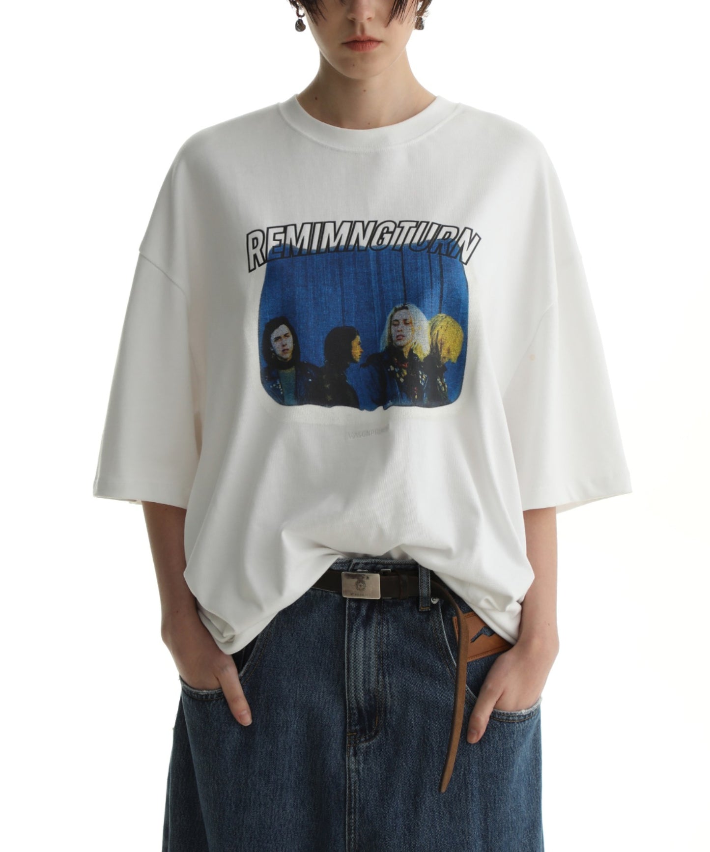 Big silhouette vintage homage print rock T-shirt DT2090