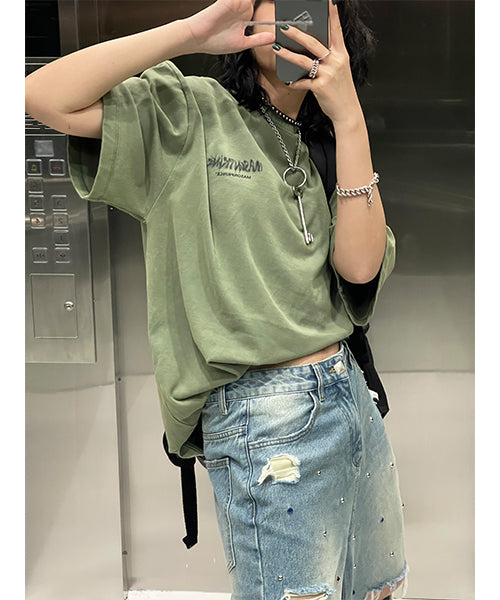 Oversized ink-style brand logo back print T-shirt DT3092