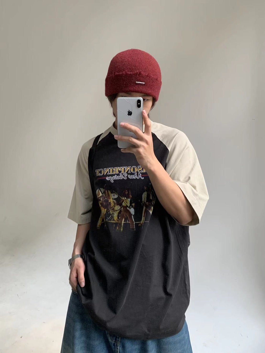 【SALE 60%OFF_特別価格適用※カートに入れるとセール価格が適用されます※】【日本別注】 MPオリジナル ビッグシルエット ヴィンテージ加工 ラグランバンドTシャツ DT4110
