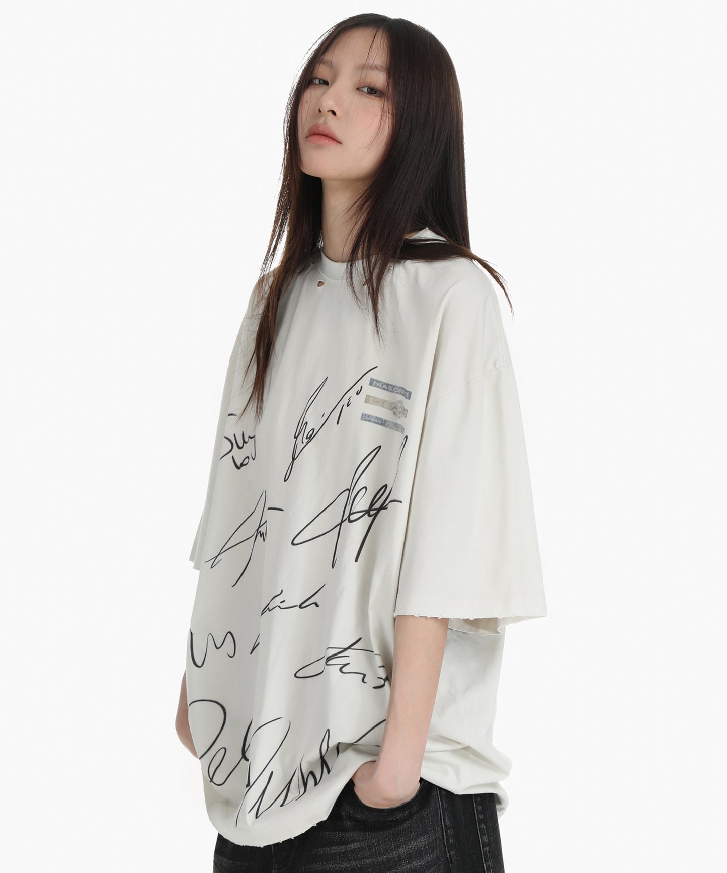 オーバーサイズ 落書きプリント Tシャツ DT4293【2025SS】