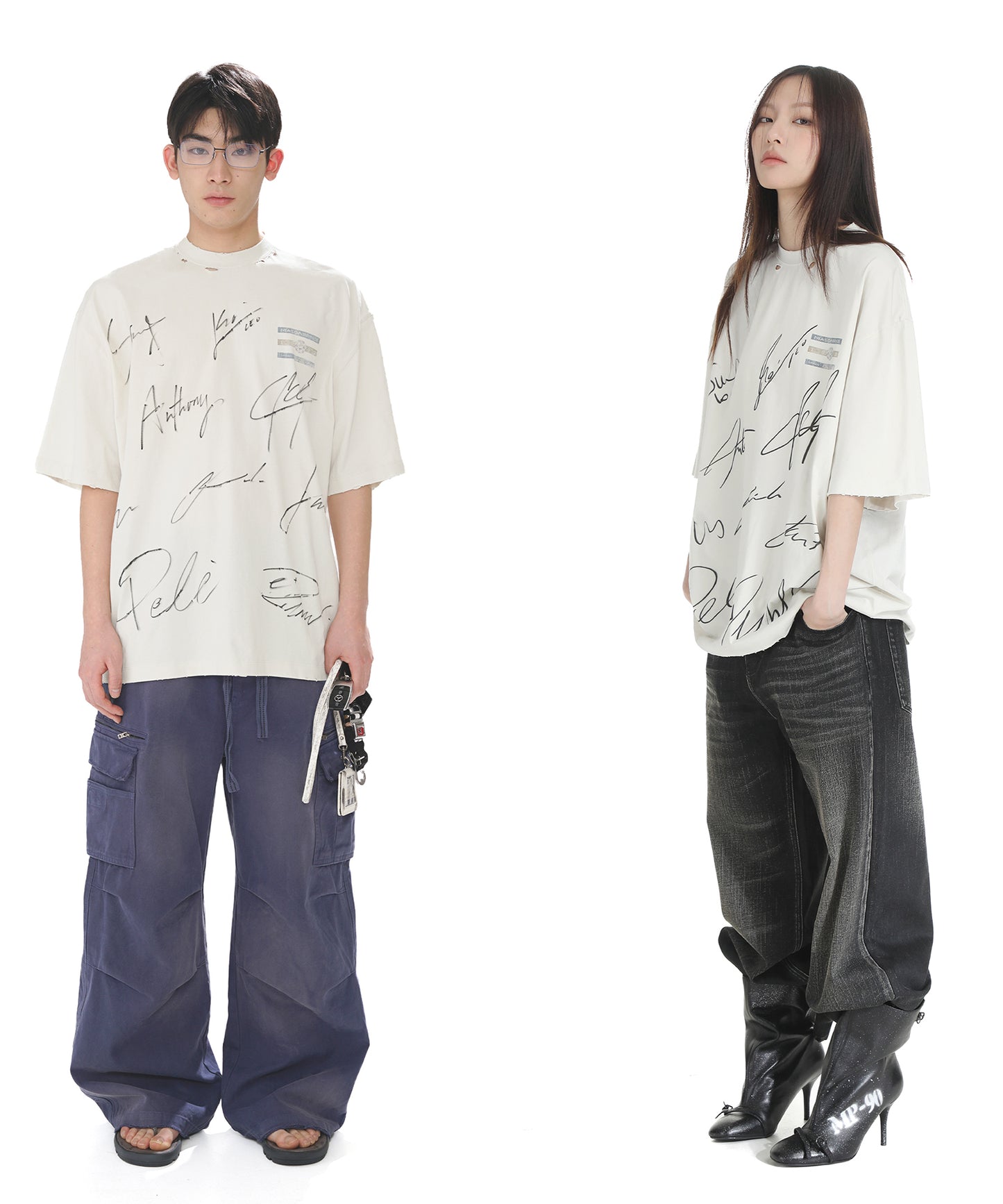 オーバーサイズ 落書きプリント Tシャツ DT4293【2025SS】