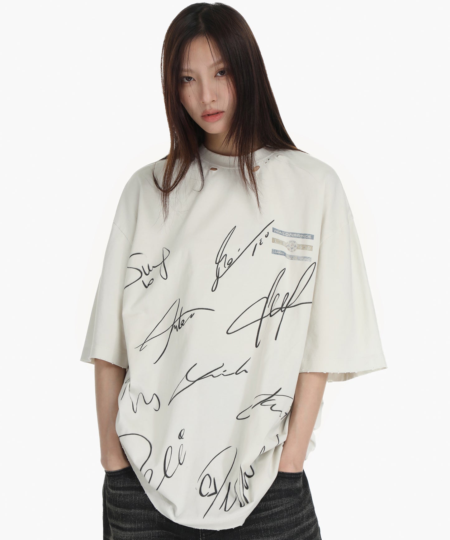 オーバーサイズ 落書きプリント Tシャツ DT4293【2025SS】