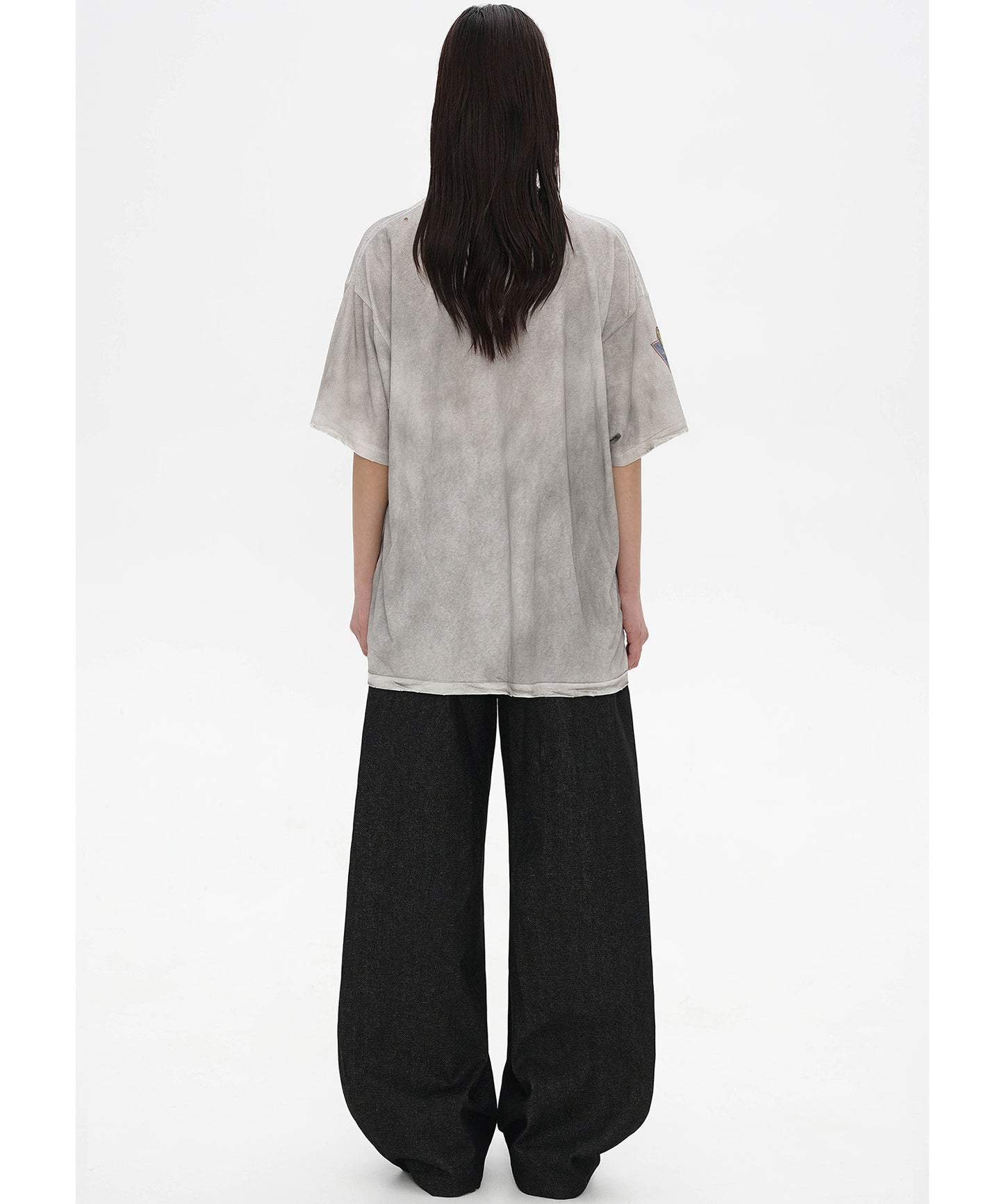 オーバーサイズ 汚れ加工 ステッカープリント Tシャツ DT4296【2025SS】