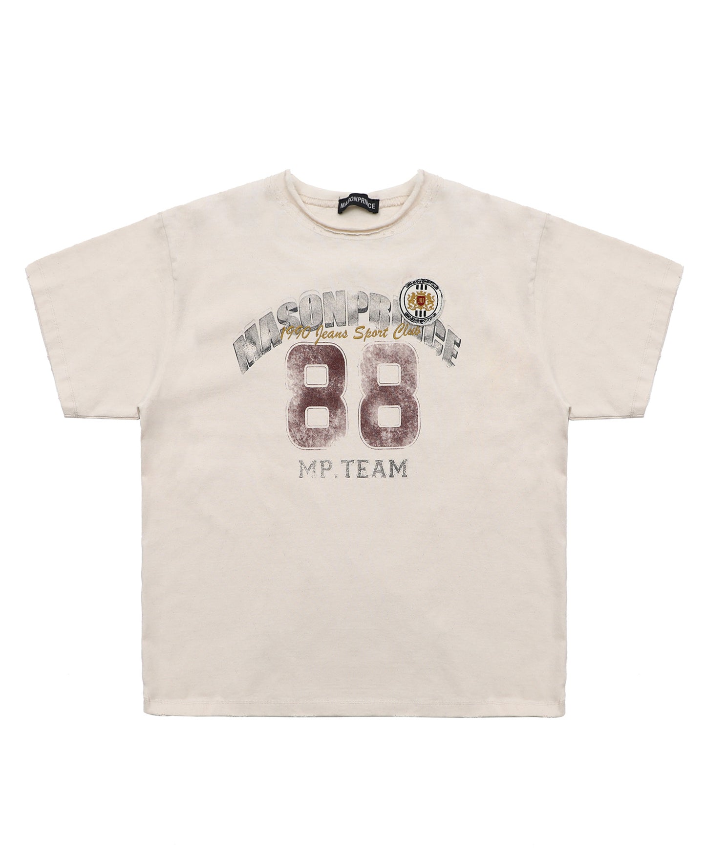 【SALE 30%OFF_特別価格適用※カートに入れるとセール価格が適用されます※】オーバーサイズ ヴィンテージ加工 ロゴ刺繍 Tシャツ DT4302【MASONPRINCE】【2025SS】