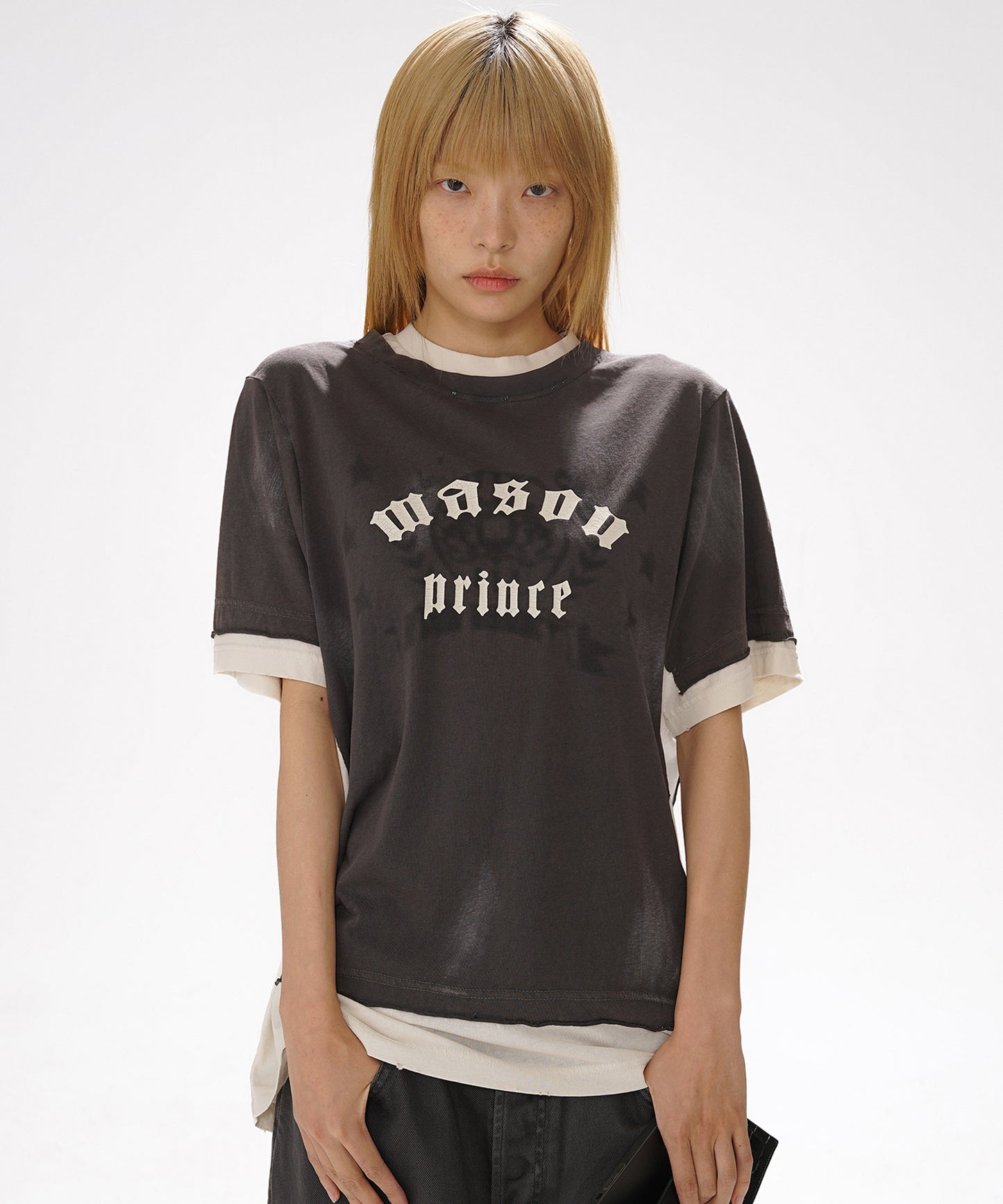 オーバーサイズ コントラストカラー プリントTシャツ DT4304【2025SS】