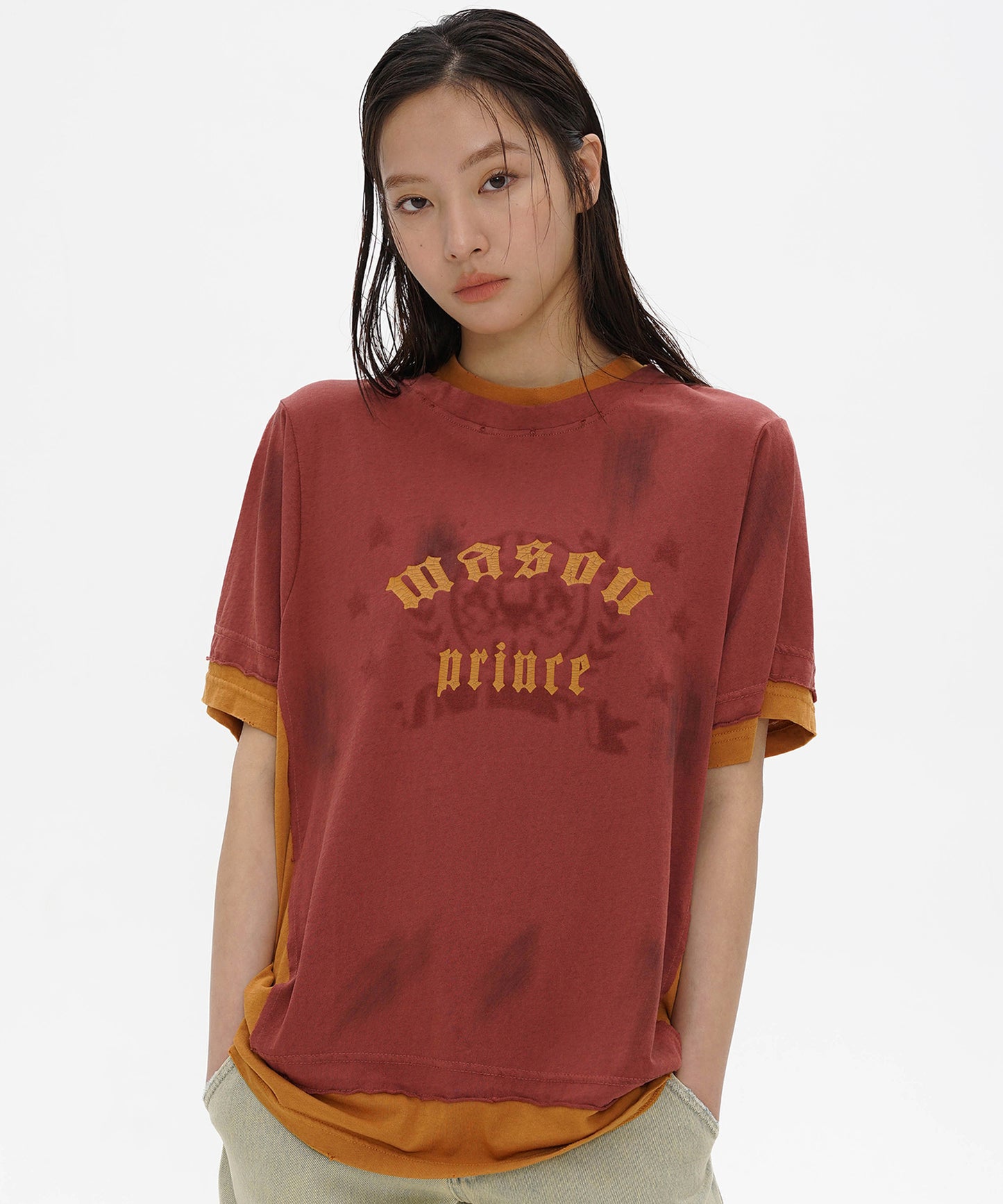 オーバーサイズ コントラストカラー プリントTシャツ DT4304【2025SS】