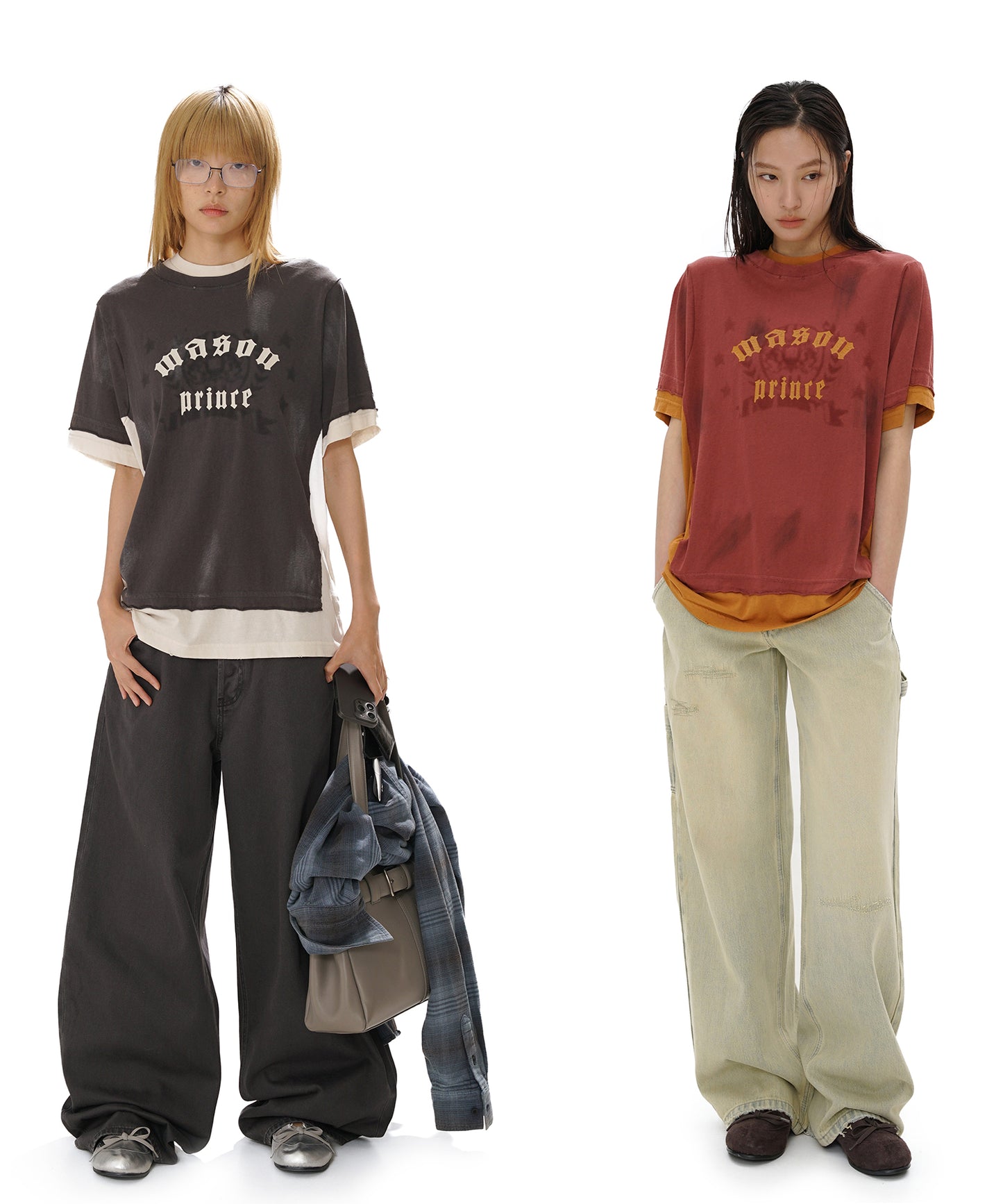 オーバーサイズ コントラストカラー プリントTシャツ DT4304【2025SS】