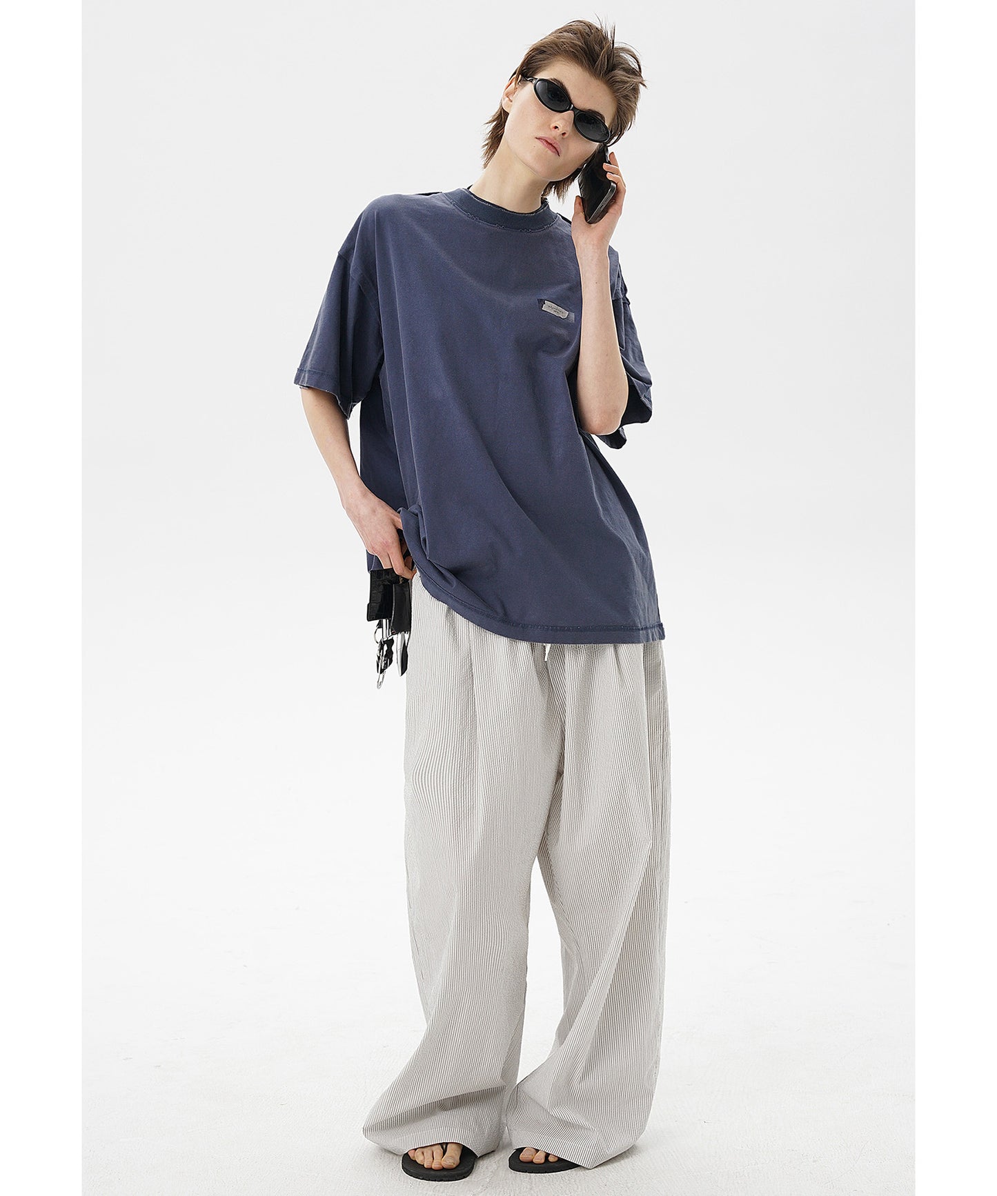 【SALE 30%OFF_特別価格適用※カートに入れるとセール価格が適用されます※】オーバーサイズ ウオッシュ加工 シンプルロゴ Tシャツ DT4331【MASONPRINCE】