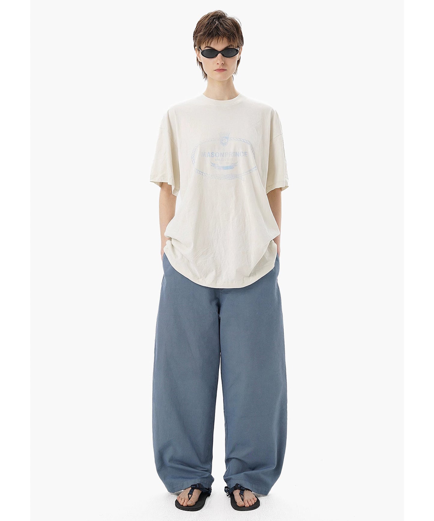 【SALE 30%OFF_特別価格適用※カートに入れるとセール価格が適用されます※】4カラー オーバーサイズ ひび割れ加工プリント Tシャツ DT4337【MASONPRINCE】【2025SS】