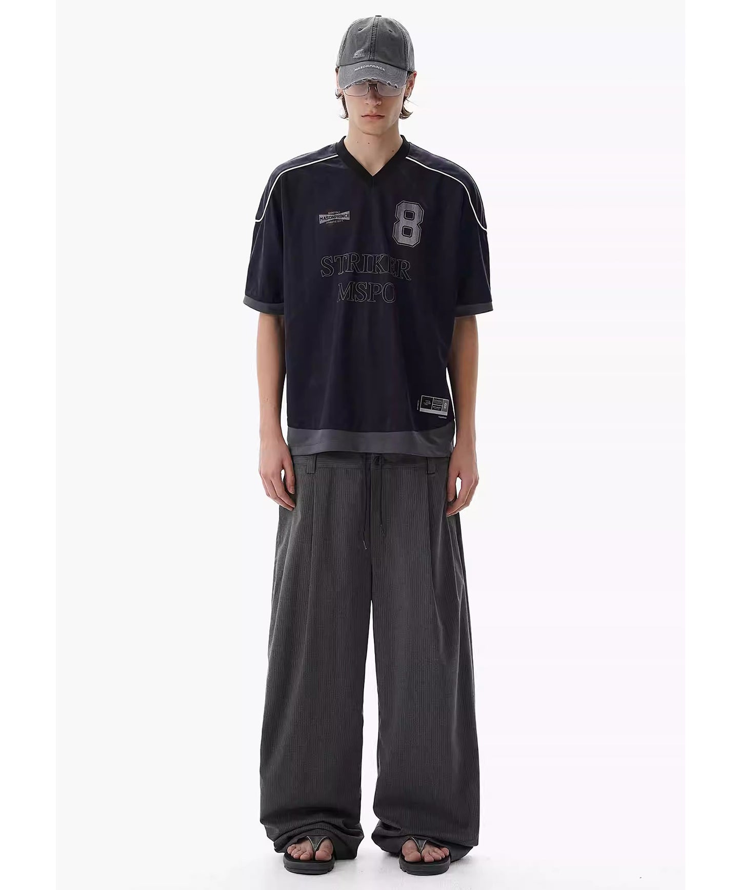 オーバーサイズ Vネック ナンバリング ゲームシャツ Tシャツ DT4342【MASONPRINCE】【2025SS】