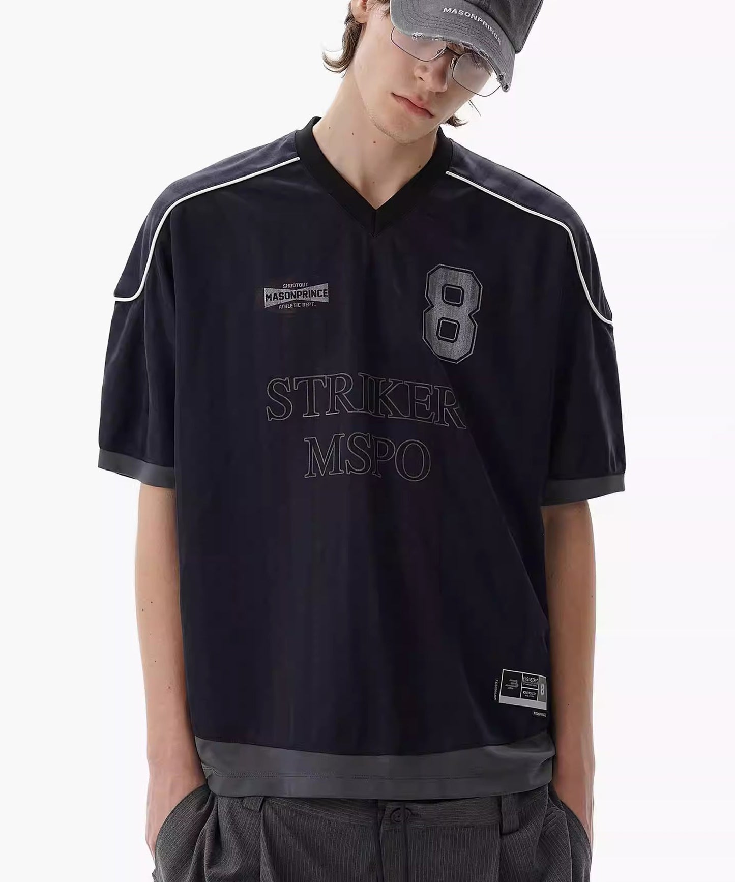 オーバーサイズ Vネック ナンバリング ゲームシャツ Tシャツ DT4342【MASONPRINCE】【2025SS】