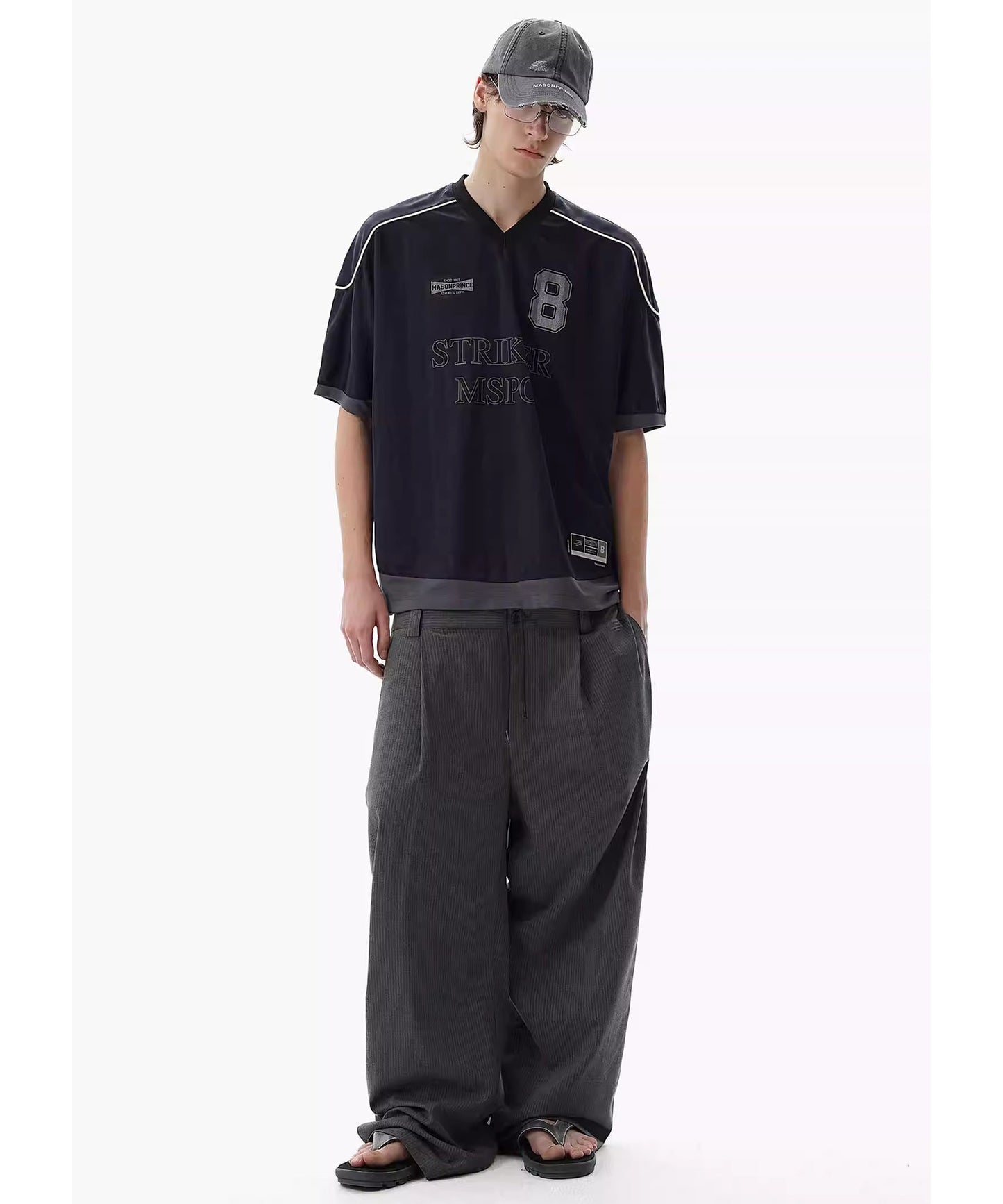 オーバーサイズ Vネック ナンバリング ゲームシャツ Tシャツ DT4342【MASONPRINCE】【2025SS】