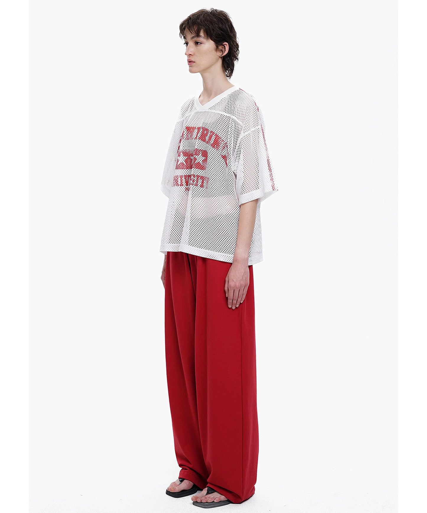 Vネック ナンバリング メッシュTシャツ DT4346【MASONPRINCE】【2025SS】