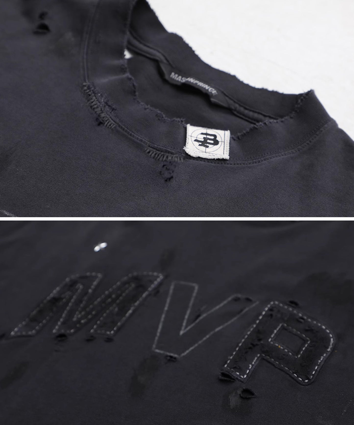 【自社サイト限定】オーバーサイズ ステッカーデザイン ダメージ加工 Tシャツ DT4354【MASONPRINCE】【2025SS】