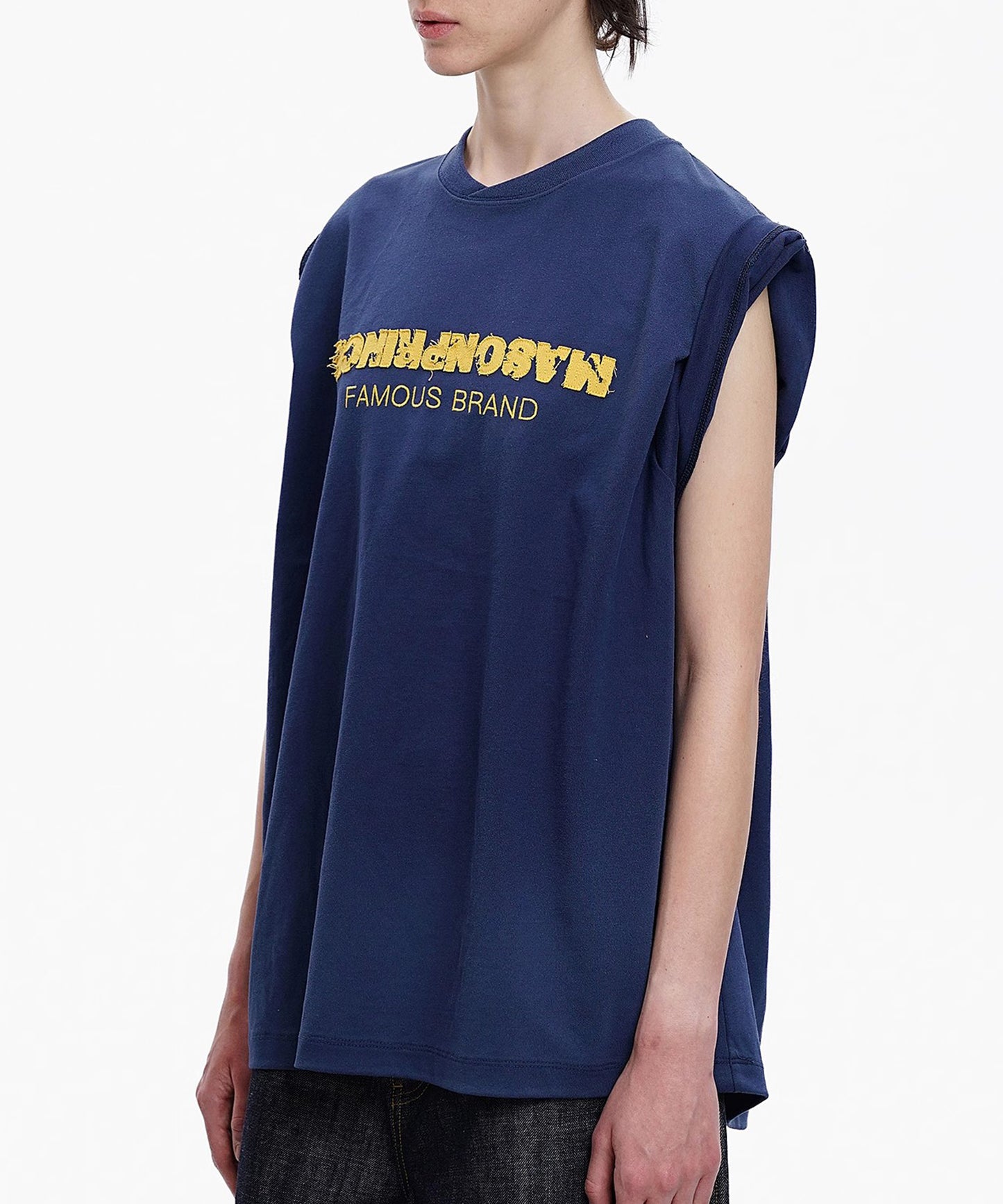 オーバーサイズ ロールスリーブ ロゴ刺繍 Tシャツ DT4364【MASONPRINCE】【2025SS】