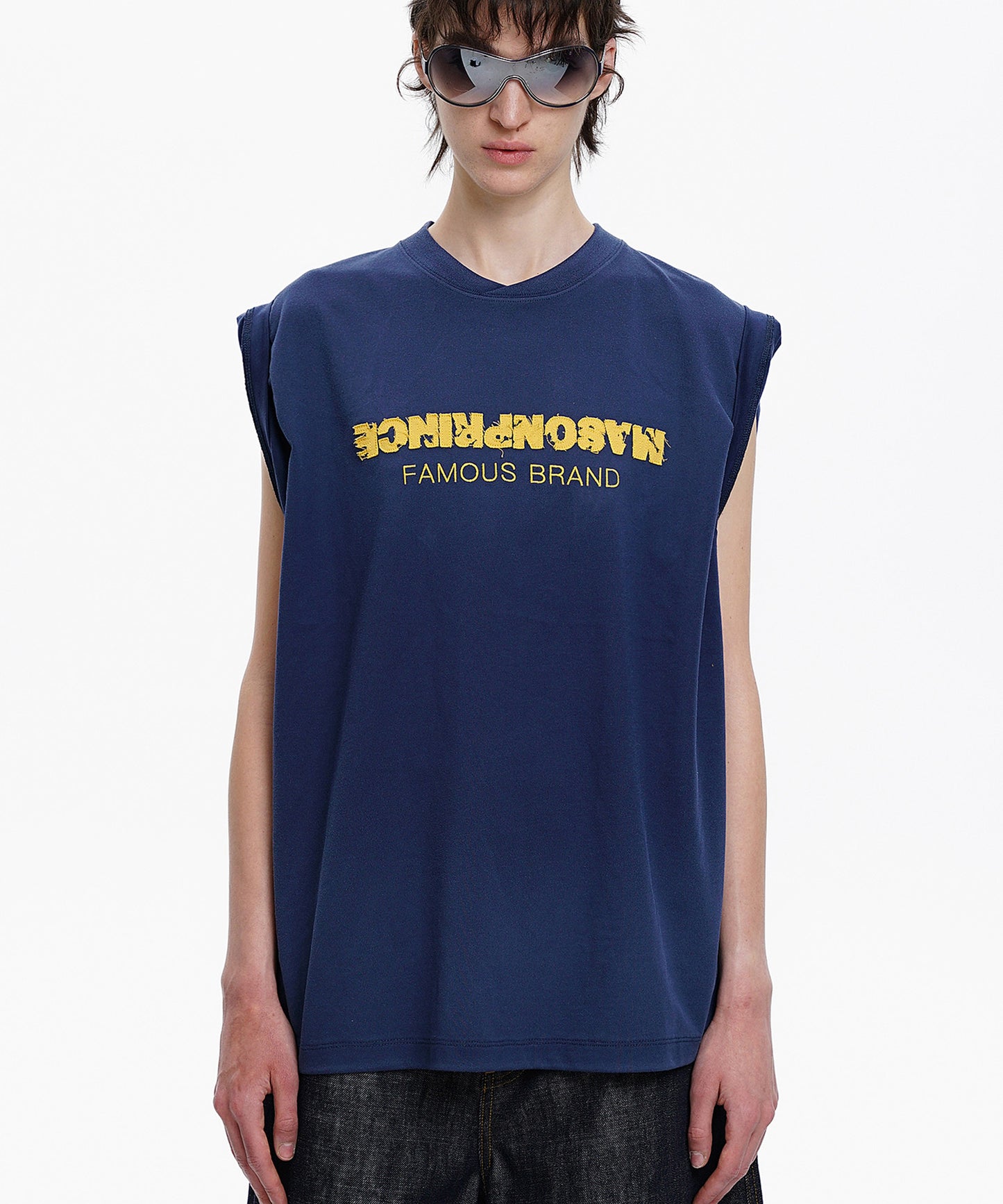 オーバーサイズ ロールスリーブ ロゴ刺繍 Tシャツ DT4364【MASONPRINCE】【2025SS】