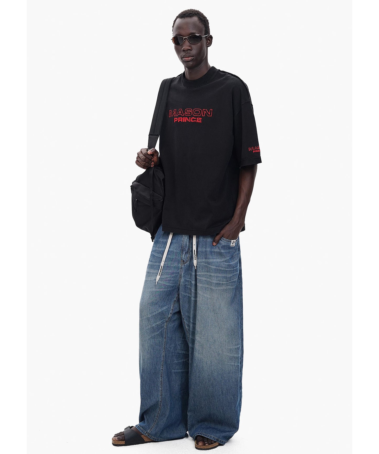 オーバーサイズ 掠れロゴ レイヤードネック Tシャツ DT4367【MASONPRINCE】【2025SS】