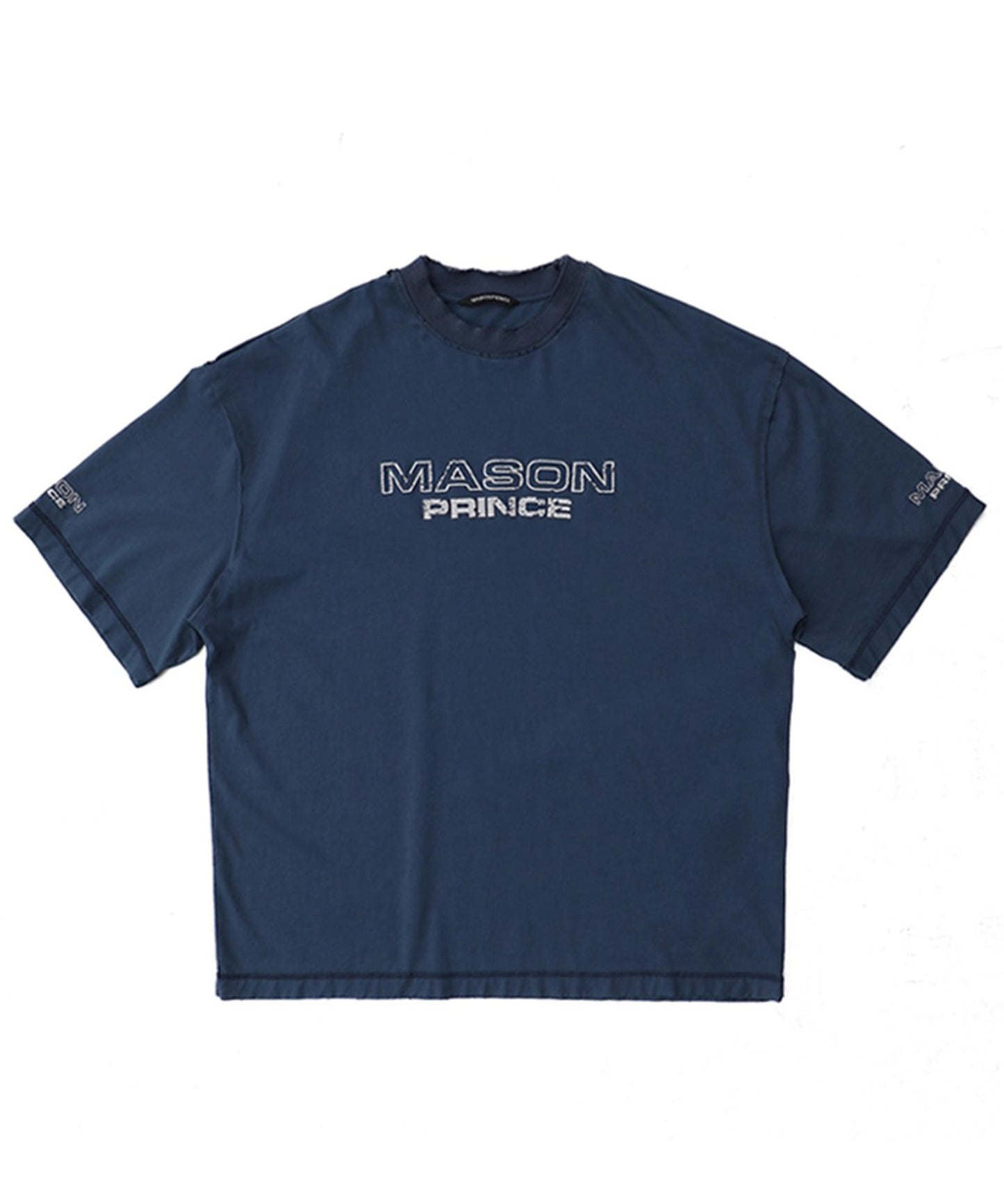 オーバーサイズ 掠れロゴ レイヤードネック Tシャツ DT4367【MASONPRINCE】【2025SS】