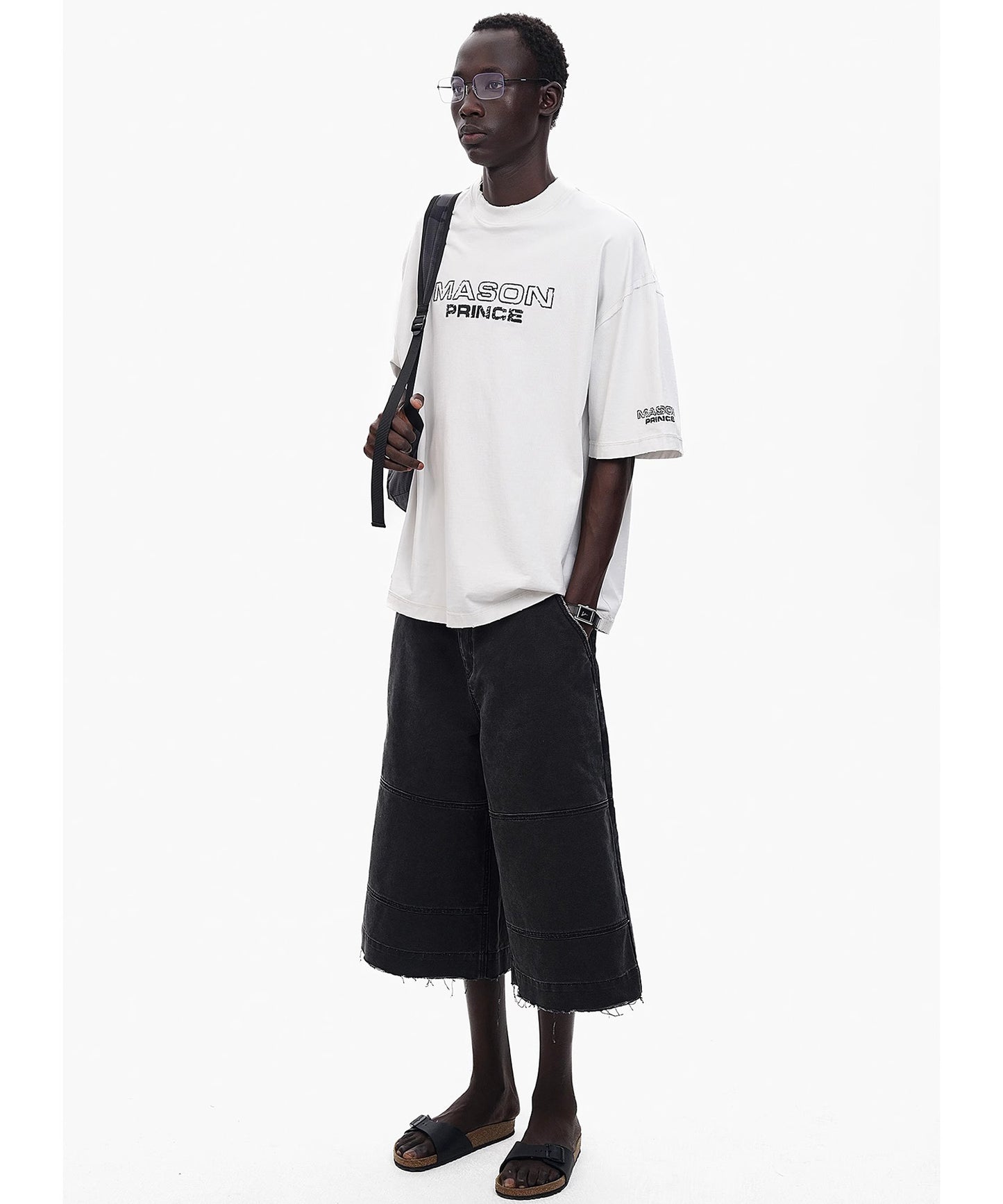 オーバーサイズ 掠れロゴ レイヤードネック Tシャツ DT4367【MASONPRINCE】【2025SS】