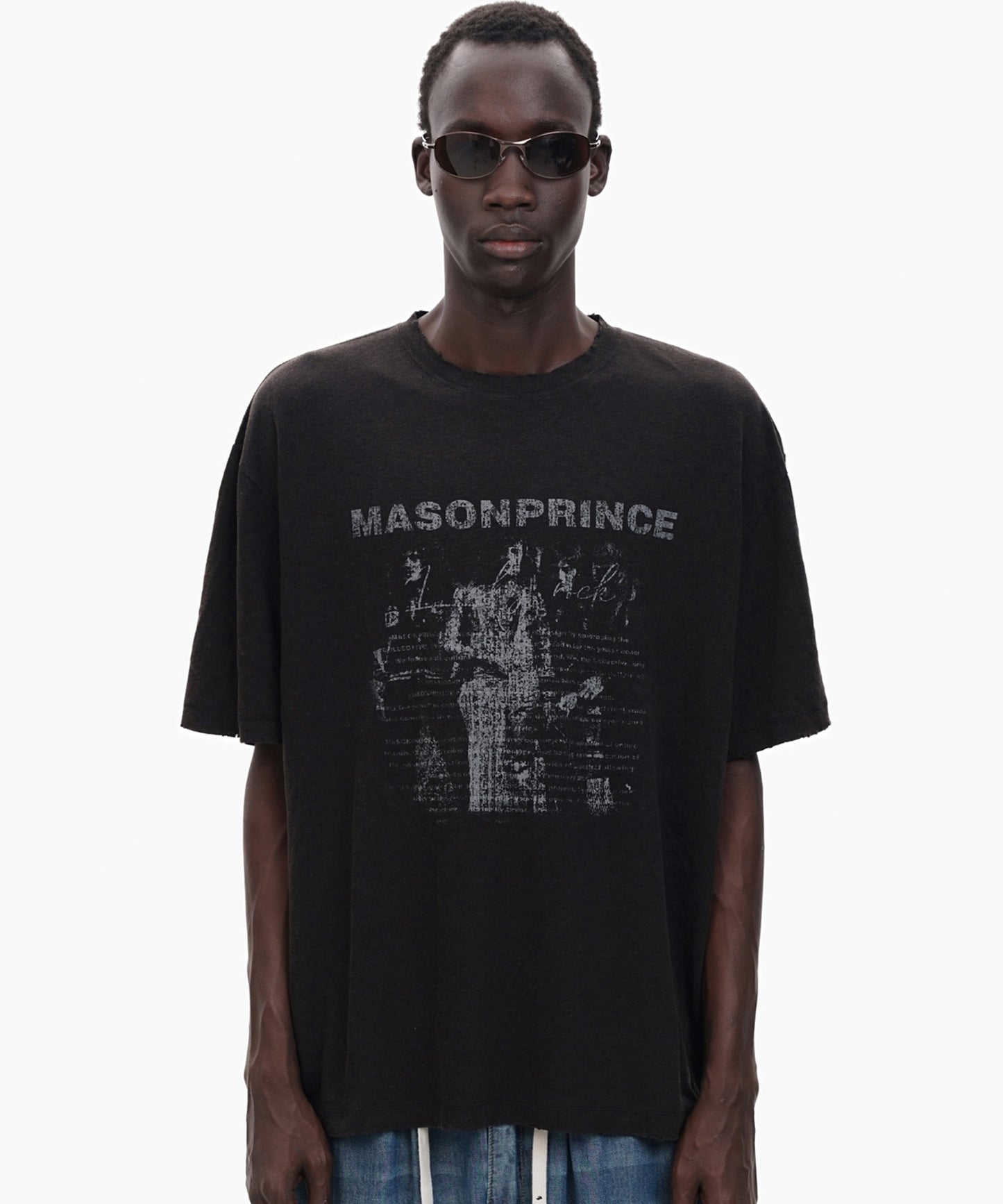 オーバーサイズ ヴィンテージ加工 ロックプリント バンドTシャツ DT4368【MASONPRINCE】【2025SS】