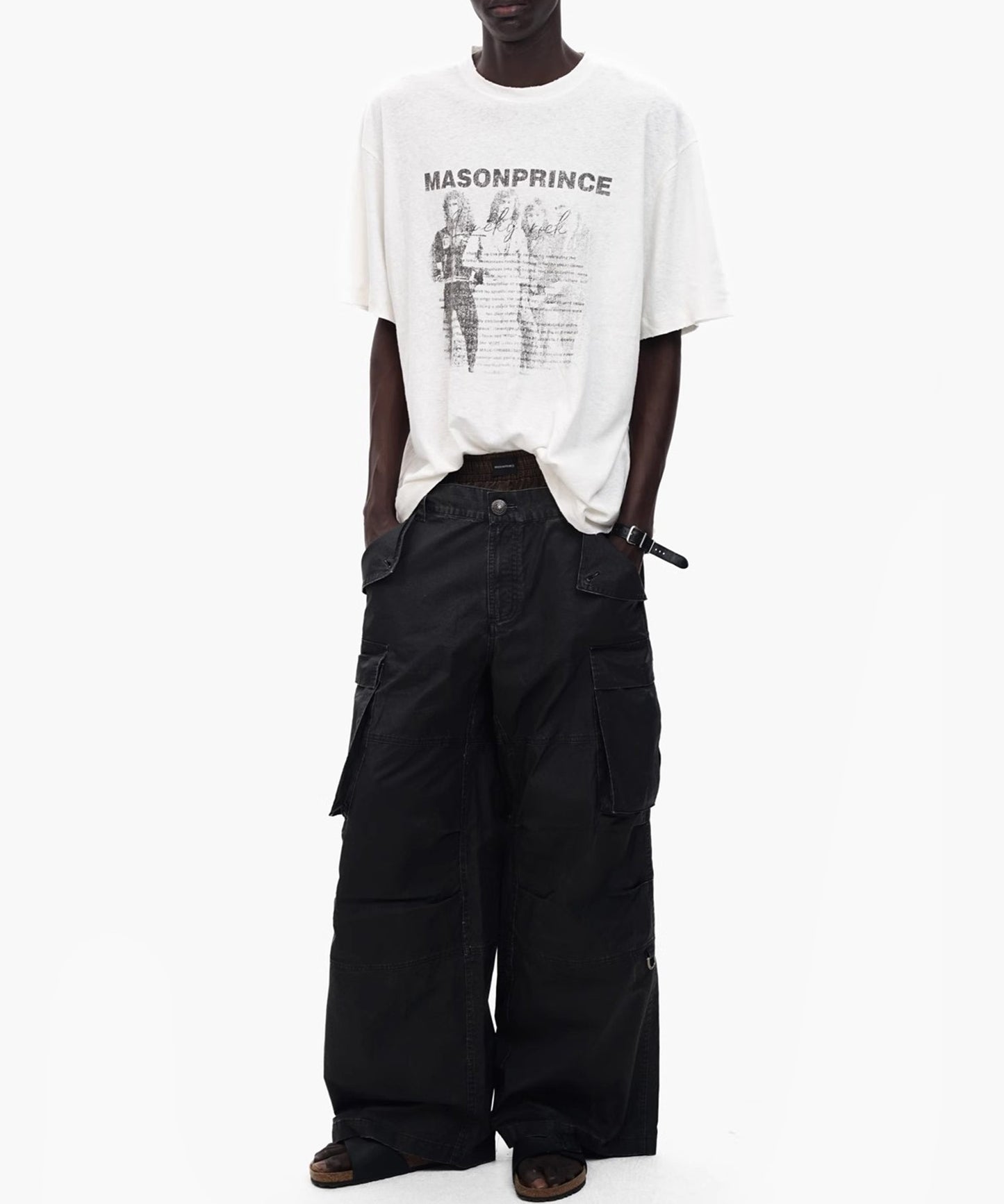 オーバーサイズ ヴィンテージ加工 ロックプリント バンドTシャツ DT4368【MASONPRINCE】【2025SS】