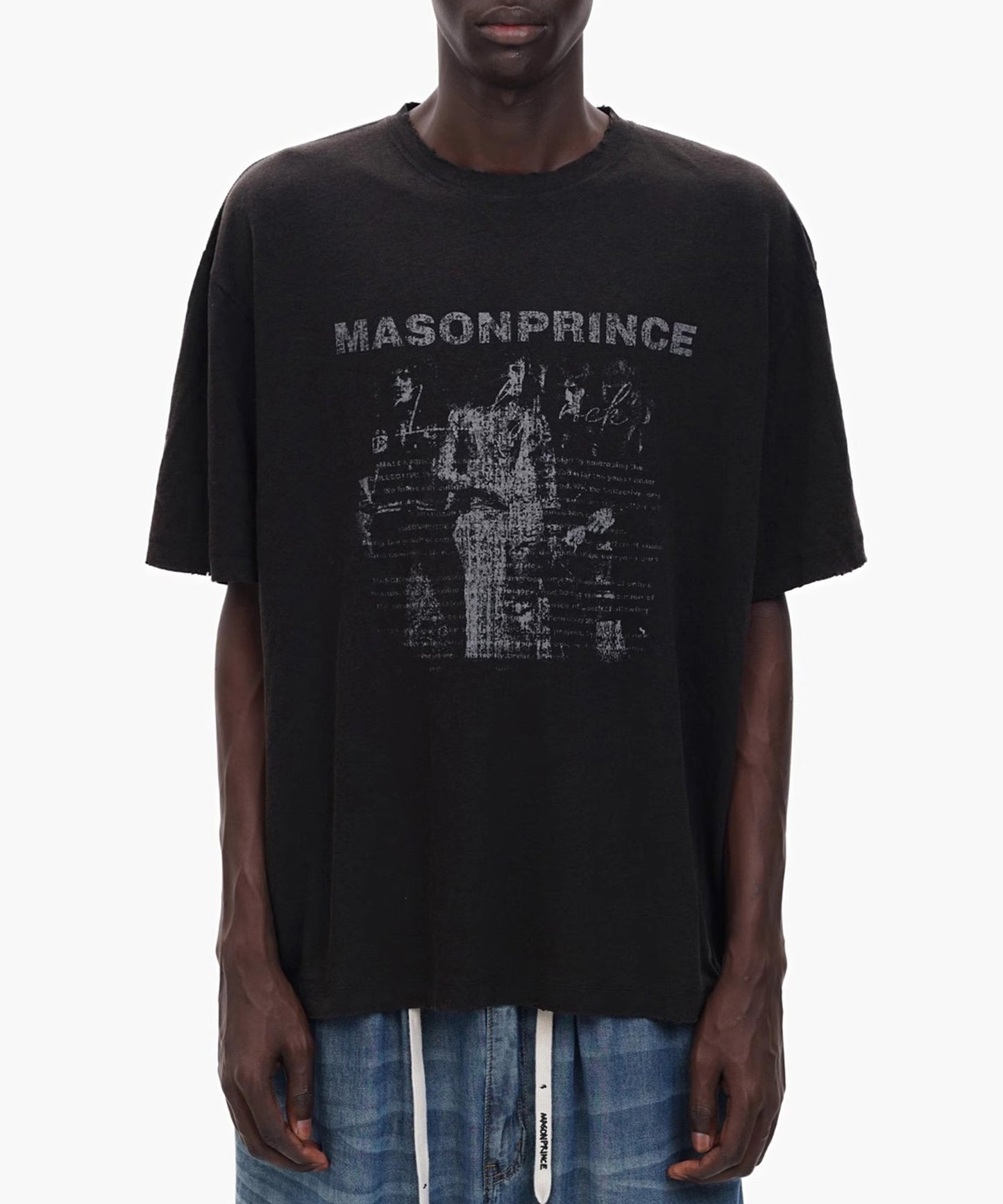 オーバーサイズ ヴィンテージ加工 ロックプリント バンドTシャツ DT4368【MASONPRINCE】【2025SS】