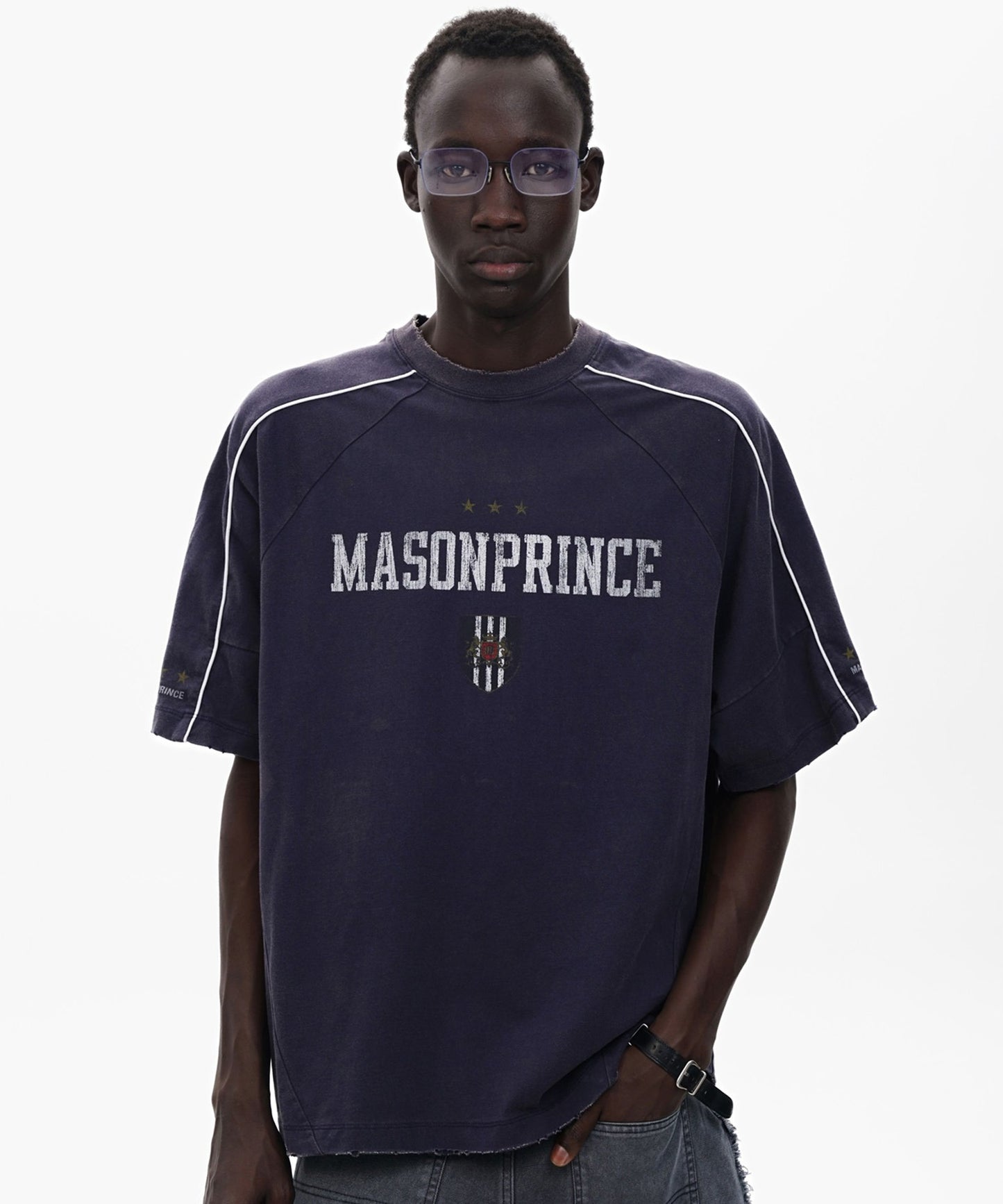 オーバーサイズ ヴィンテージウォッシュ加工 ナンバリング Tシャツ DT4380【MASONPRINCE】【2025SS】