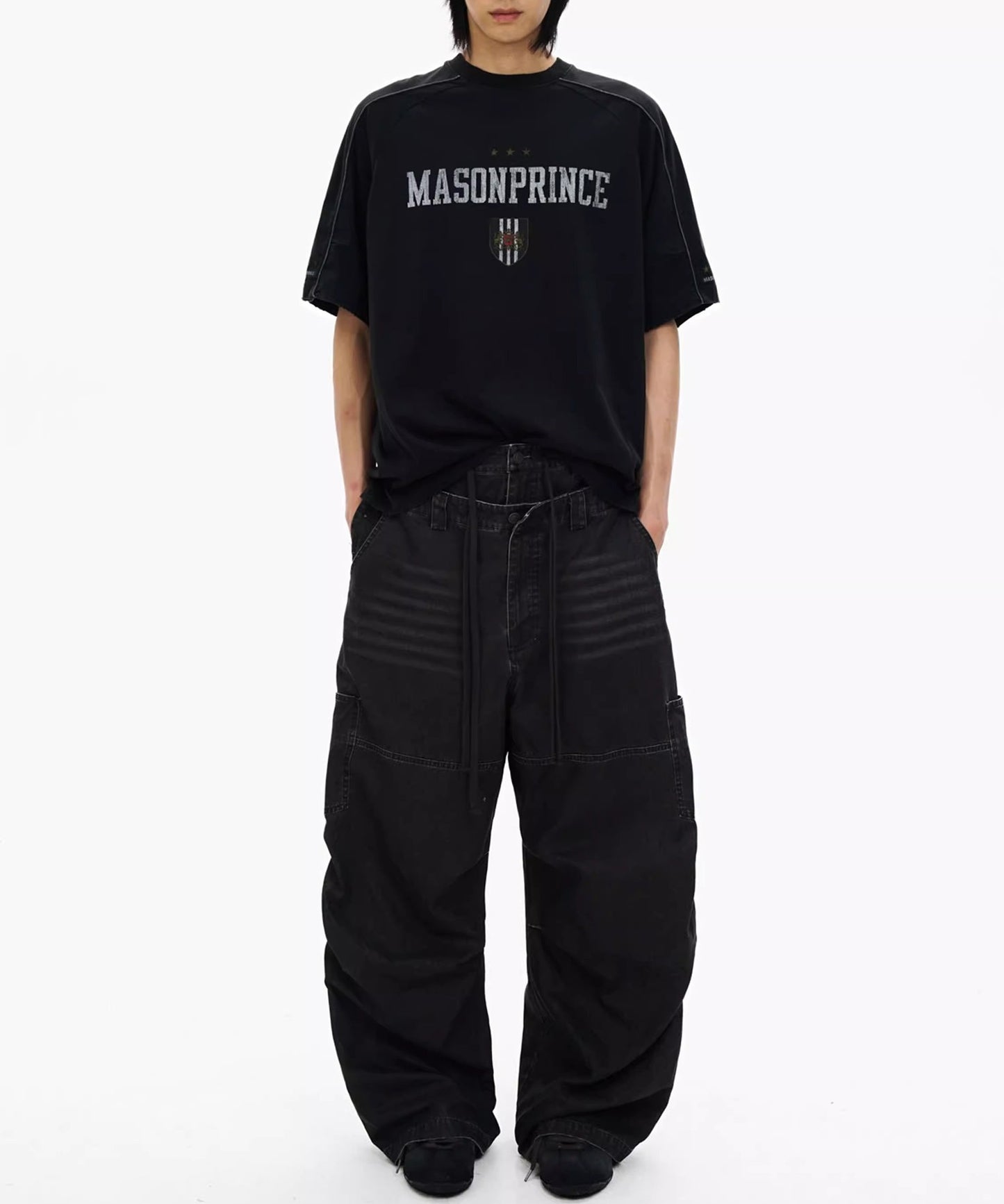 オーバーサイズ ヴィンテージウォッシュ加工 ナンバリング Tシャツ DT4380【MASONPRINCE】【2025SS】