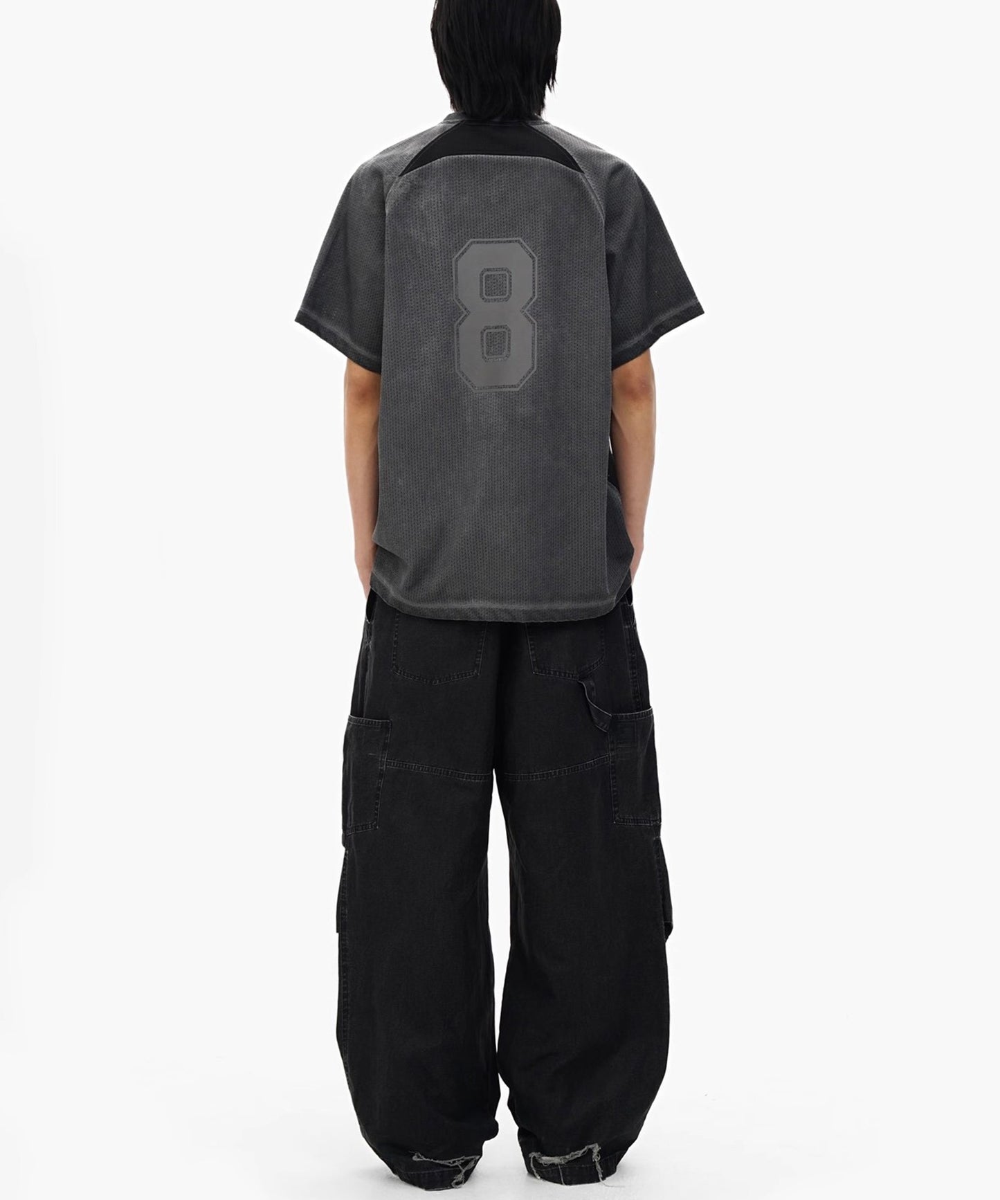 オーバーサイズ Vネック メッシュ ゲームシャツ Tシャツ DT4382【MASONPRINCE】【2025SS】