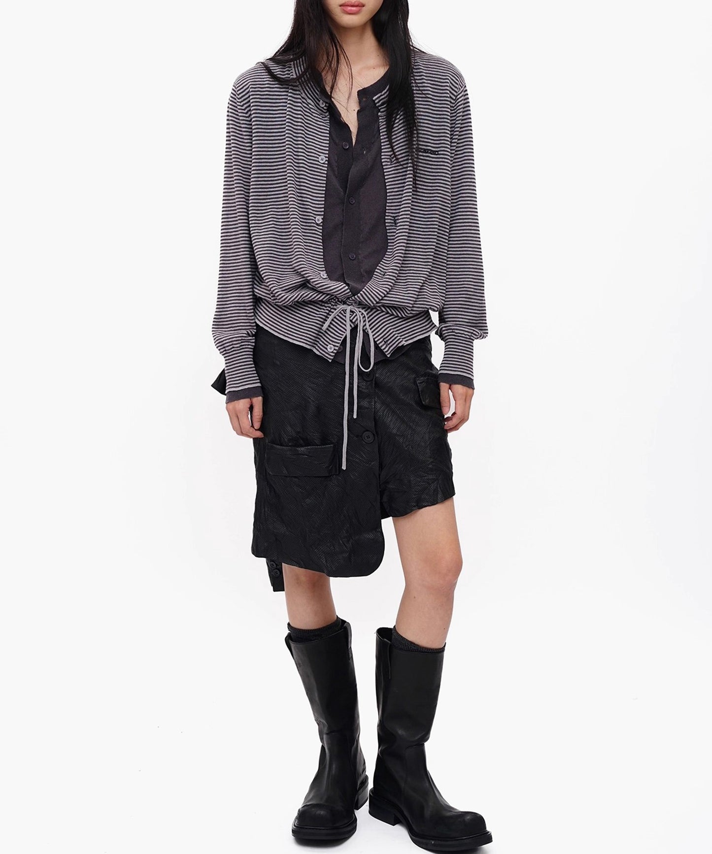 フェイクツーピース ボーダー カーディガン KS3249【MASONPRINCE】【2025AW】
