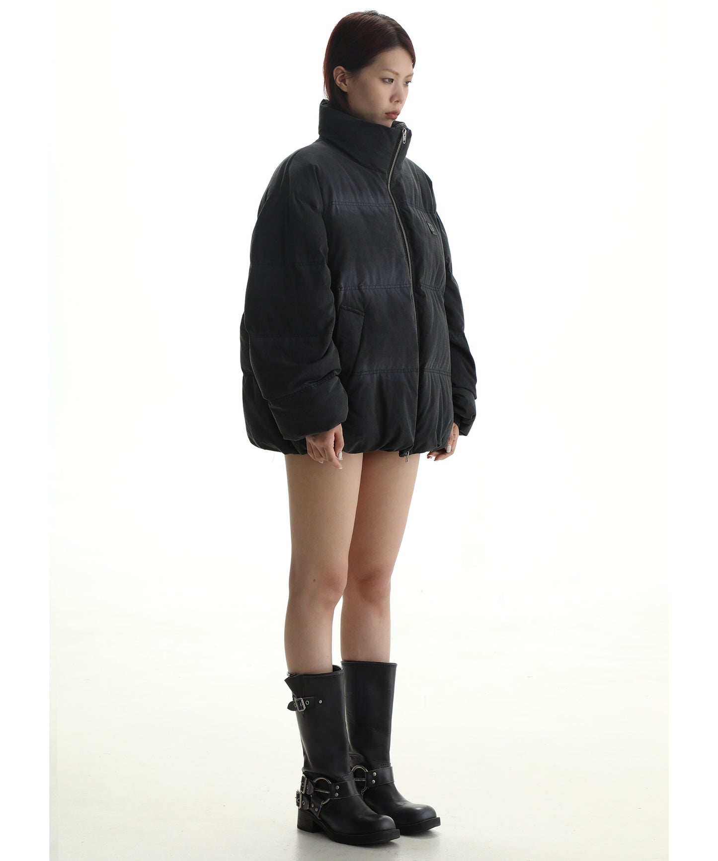 Oversized one-point logo high neck padded volume jacket MF4039
