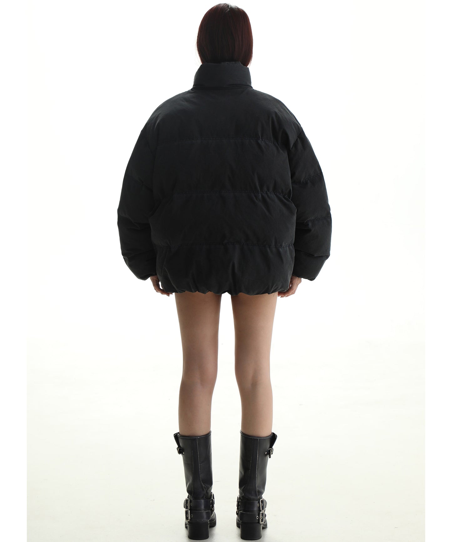 Oversized one-point logo high neck padded volume jacket MF4039