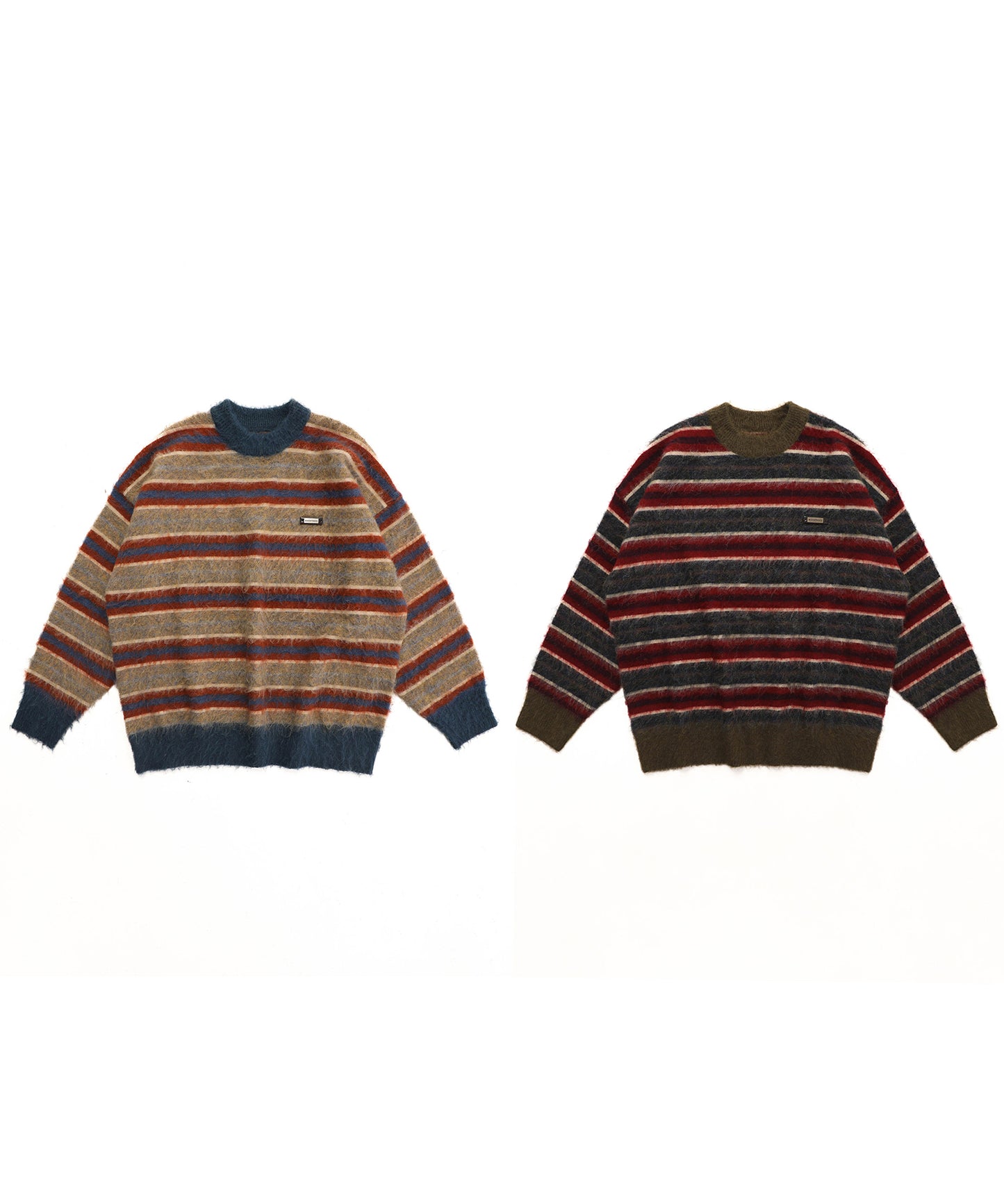 Oversized one-point logo striped knit MY2095