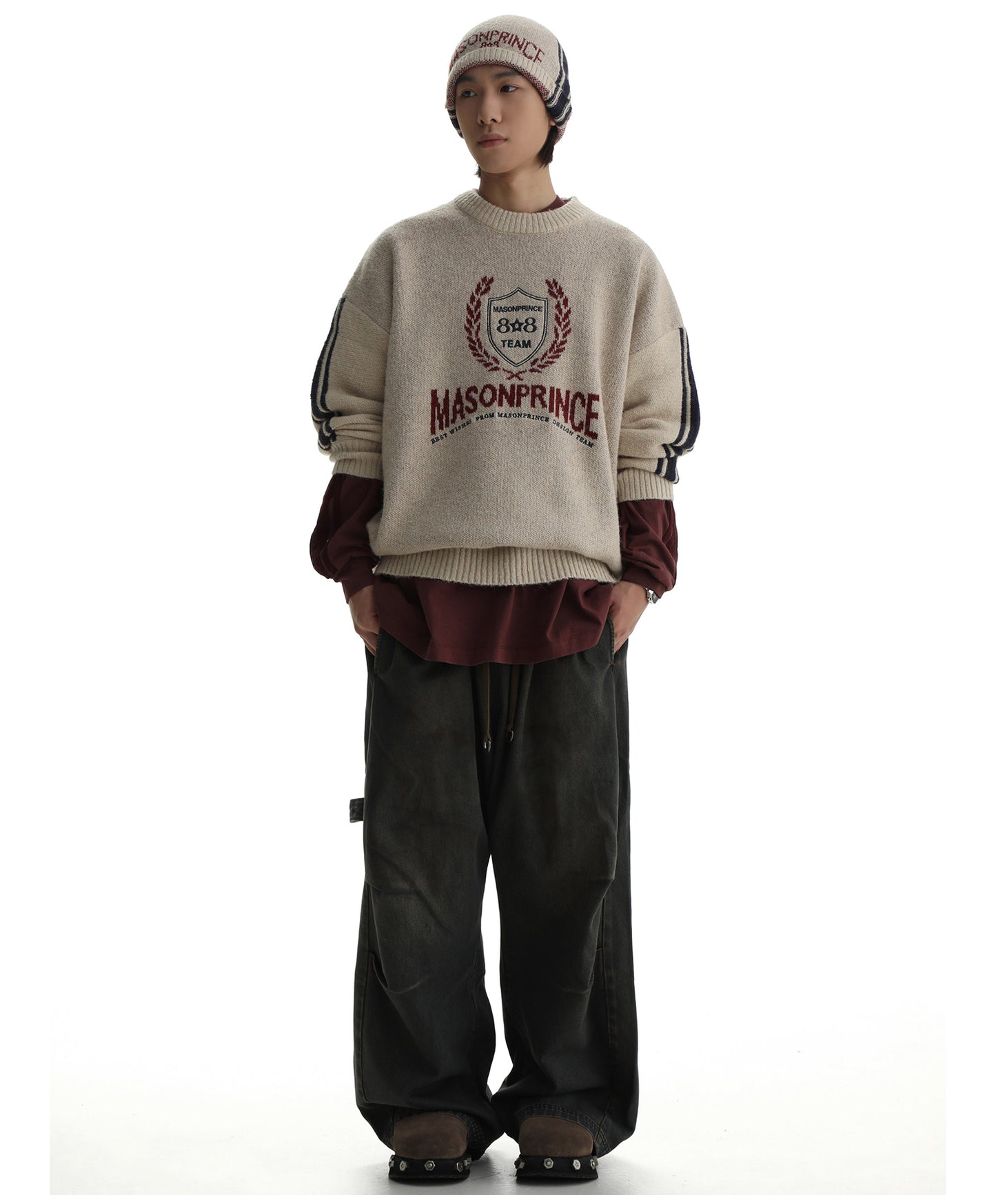 Sideline logo embroidered knit pullover MY2101