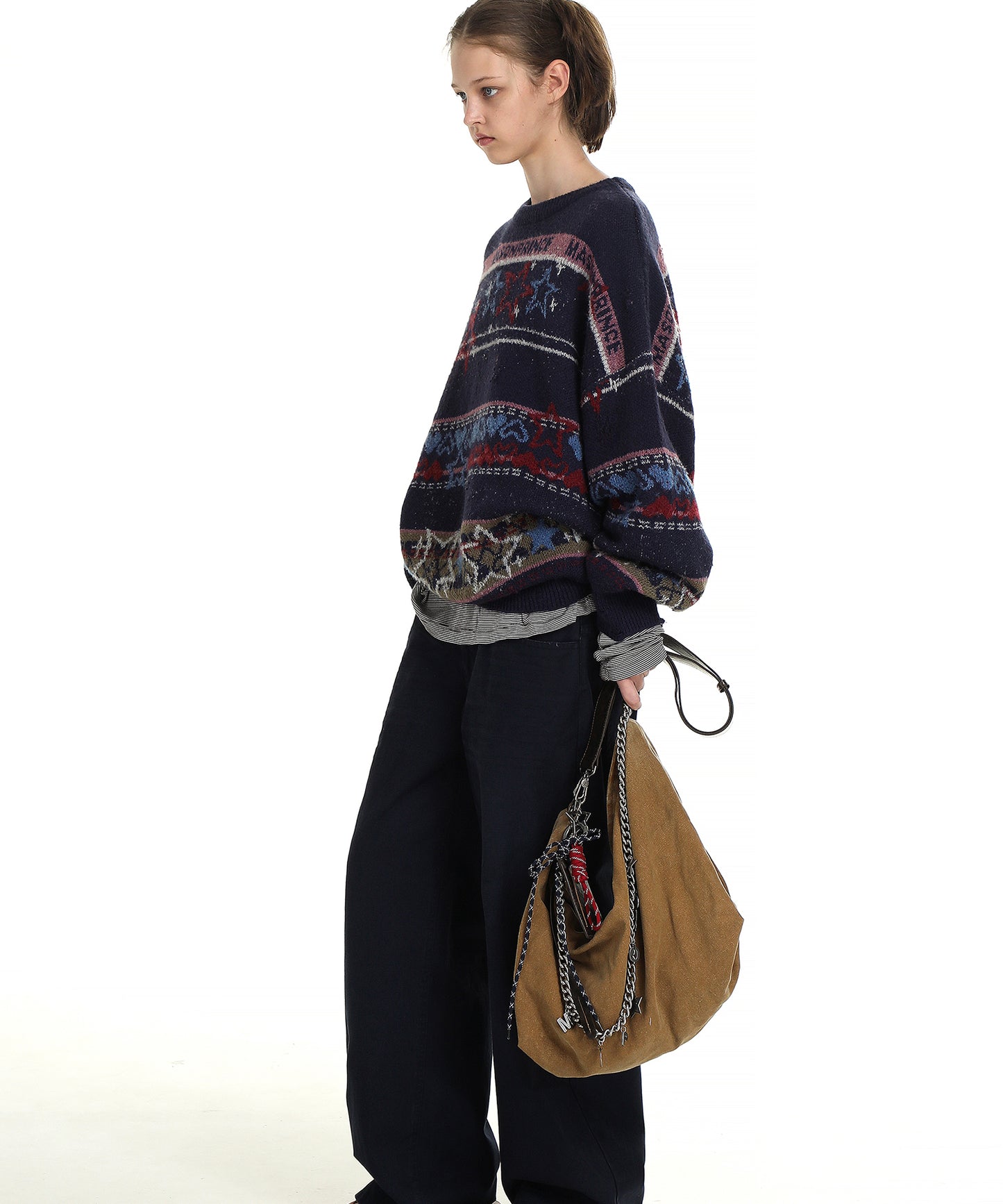 Oversized jacquard embroidered all-over pattern knit MY2136
