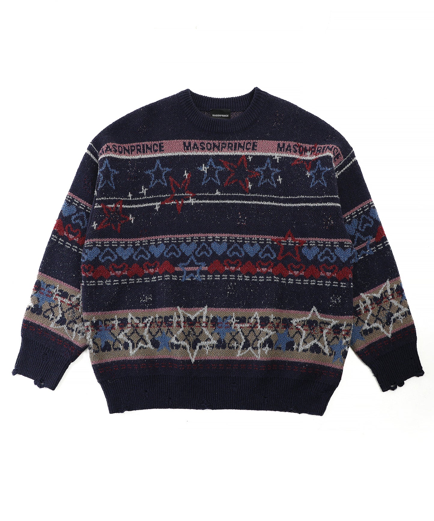 Oversized jacquard embroidered all-over pattern knit MY2136