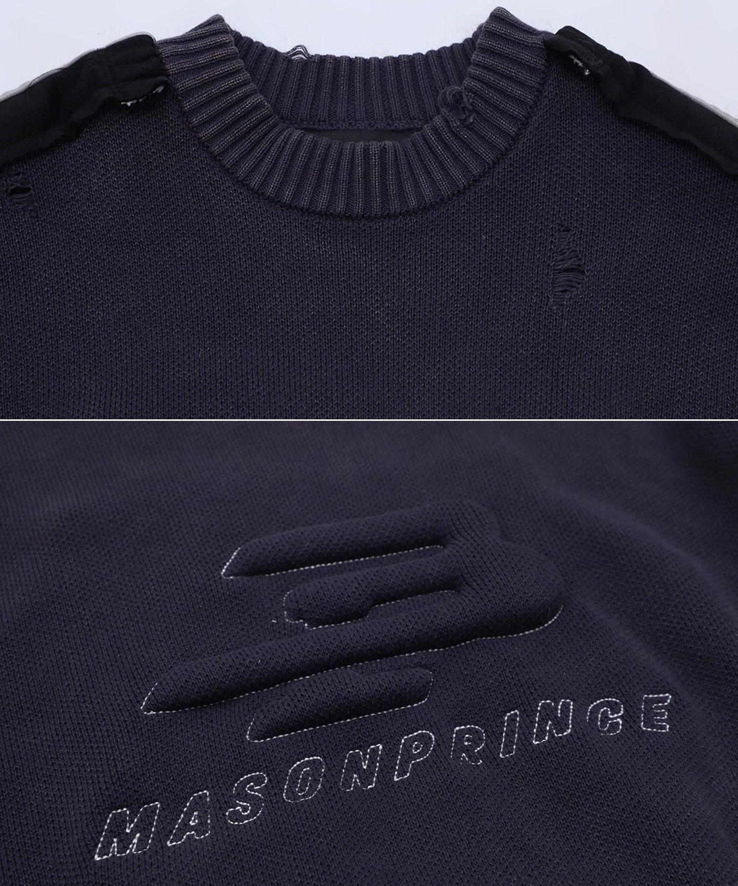 オーバーサイズ 3D刺繍 サイドライン ニット MY2161【MASONPRINCE】【2025AW】