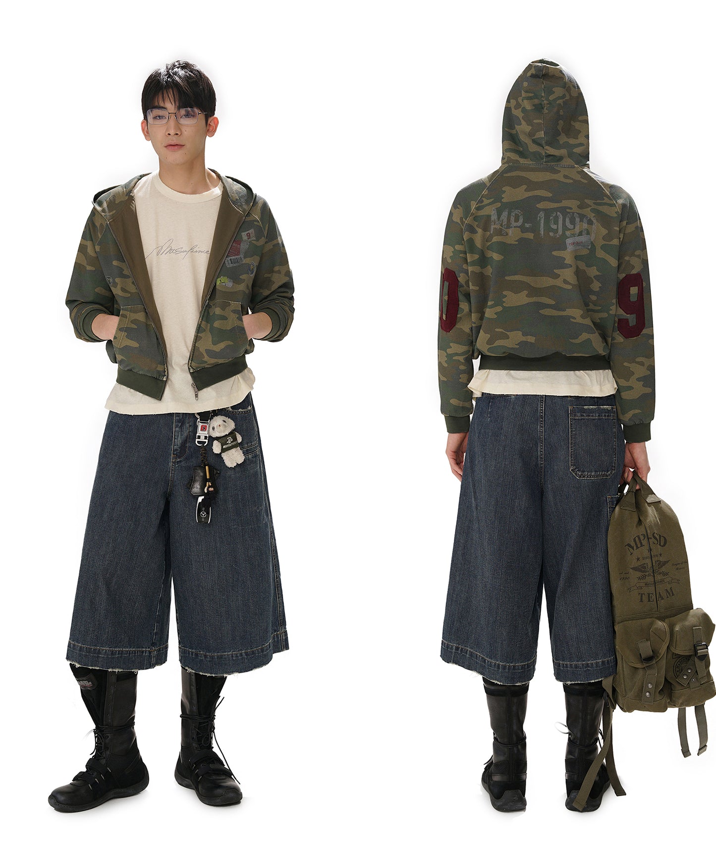 ルーズフィット ヴィンテージウォッシュ加工 ハーフ デニムパンツ NDK1984【MASONPRINCE】【2025SS】