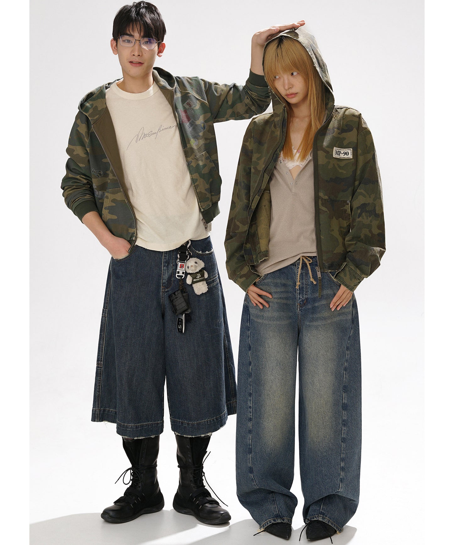 ルーズフィット ヴィンテージウォッシュ加工 ハーフ デニムパンツ NDK1984【MASONPRINCE】【2025SS】