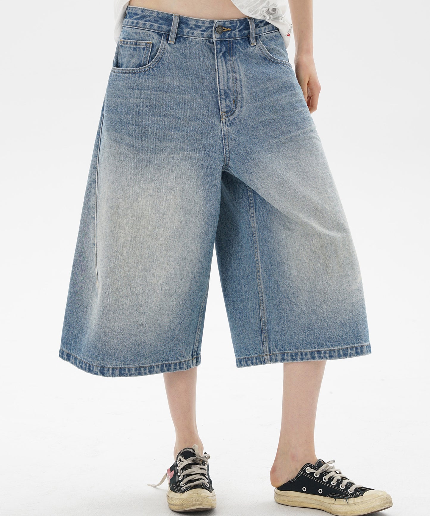 ルーズフィット シミター クロップド デニムパンツ NDK1985【MASONPRINCE】【2025SS】