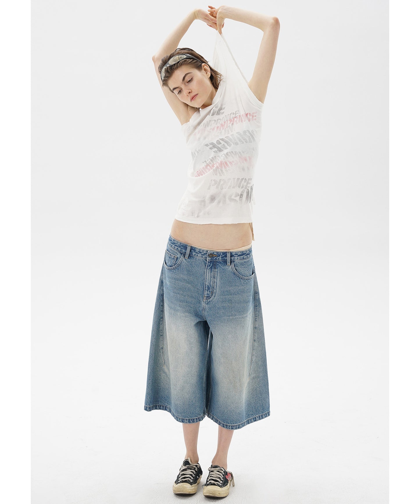ルーズフィット シミター クロップド デニムパンツ NDK1985【MASONPRINCE】【2025SS】