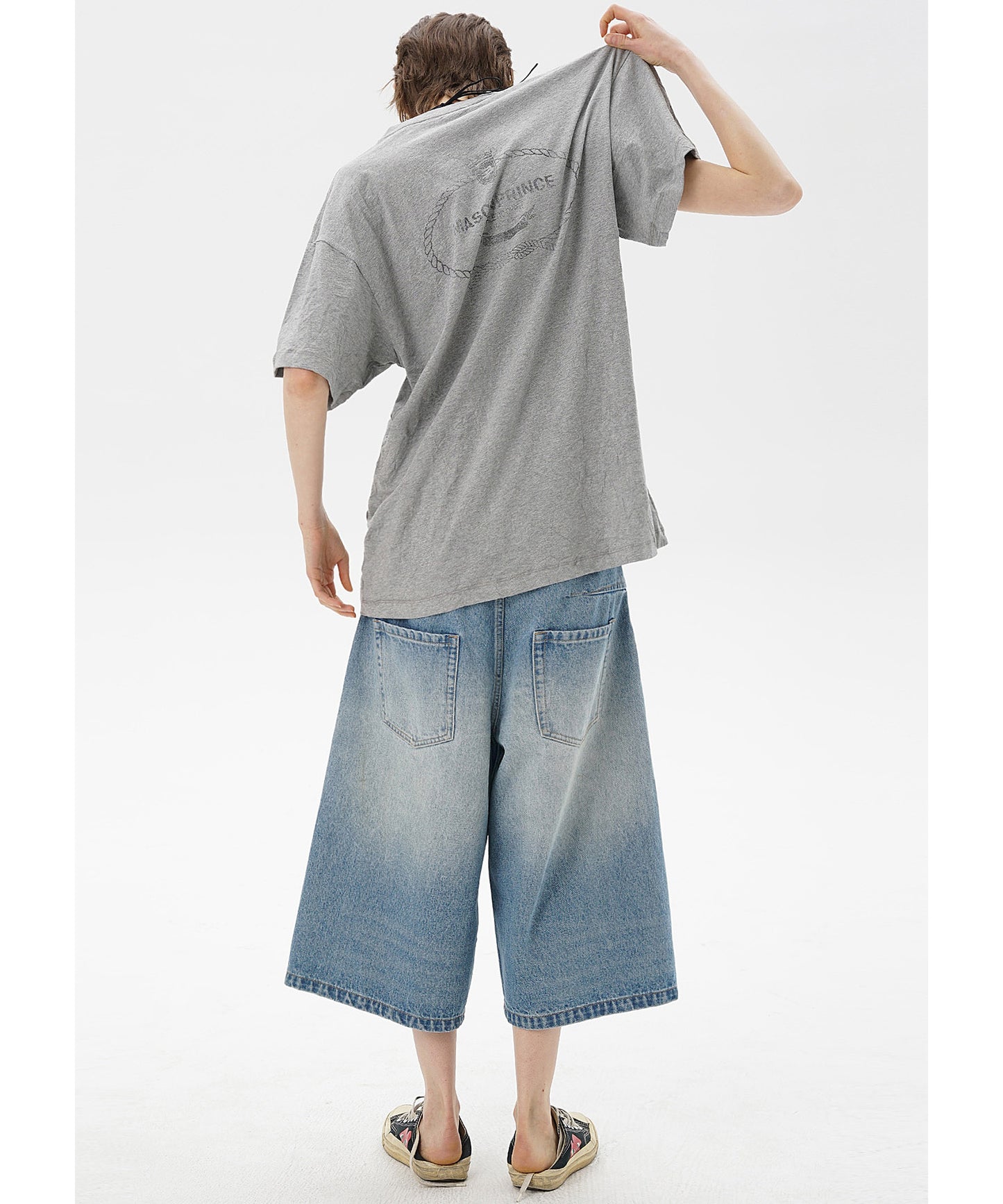 ルーズフィット シミター クロップド デニムパンツ NDK1985【MASONPRINCE】【2025SS】