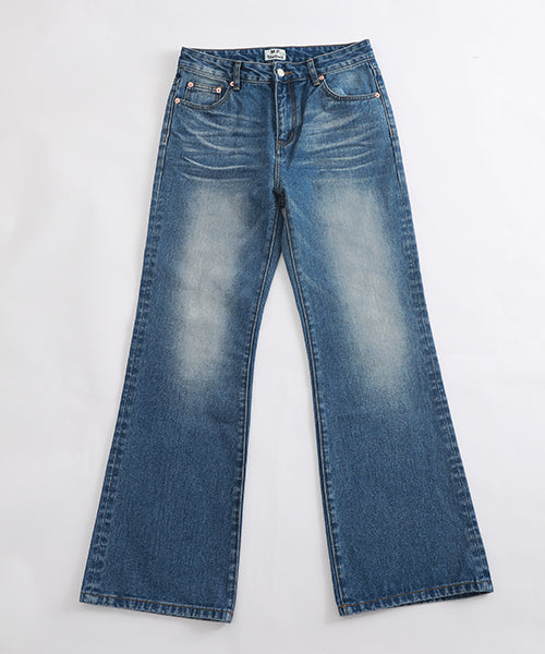Vintage processed flare denim pants NZK1934