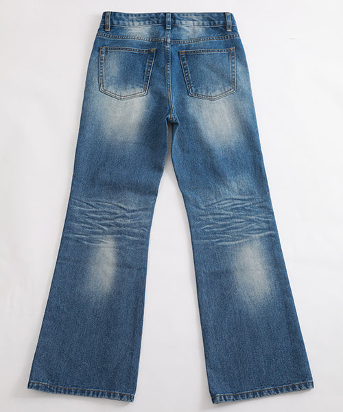 Vintage processed flare denim pants NZK1934