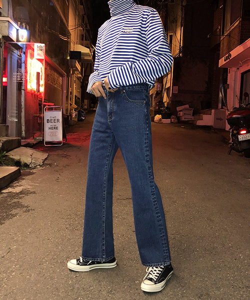 Vintage processed flare denim pants NZK1934