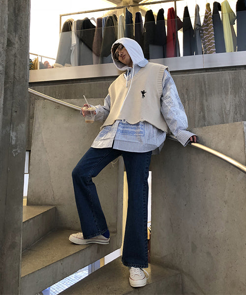 Vintage processed flare denim pants NZK1934