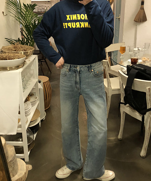 Vintage processed flare denim pants NZK1934
