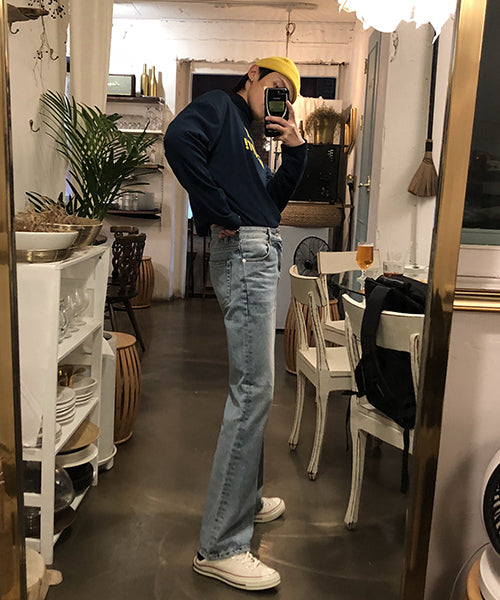 Vintage processed flare denim pants NZK1934