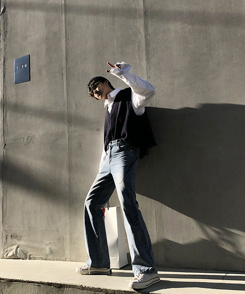 Vintage processed flare denim pants NZK1934