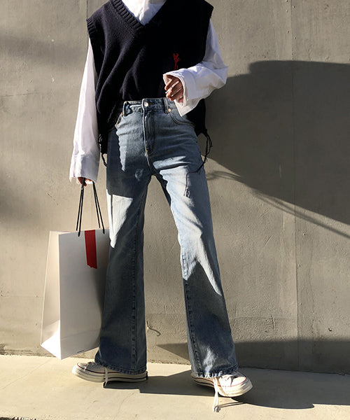 Vintage processed flare denim pants NZK1934